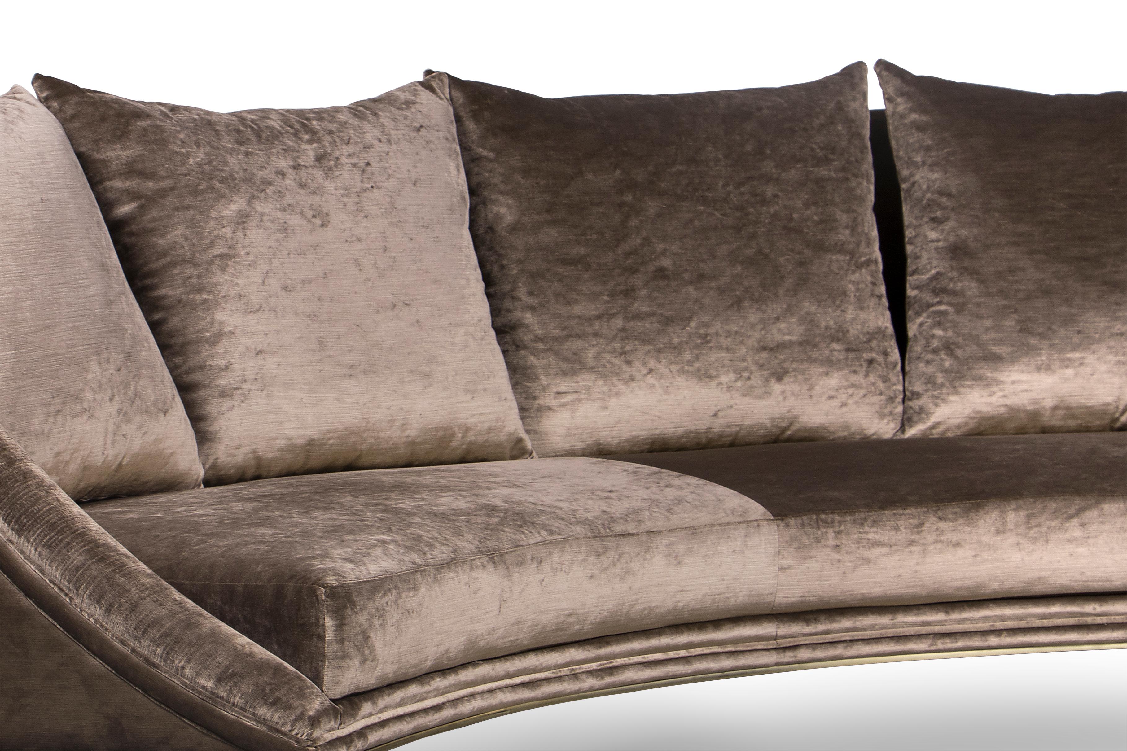 Art Deco Koket Geisha Curved Sofa in Velvet For Sale
