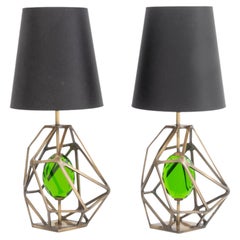 Koket Gem Tischlampen, Messing und Glas, Geometrisches Design, Portugal