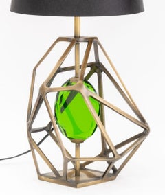 Koket Gem Table Lamps, Brass and Glass, Geometric Design, Portugal