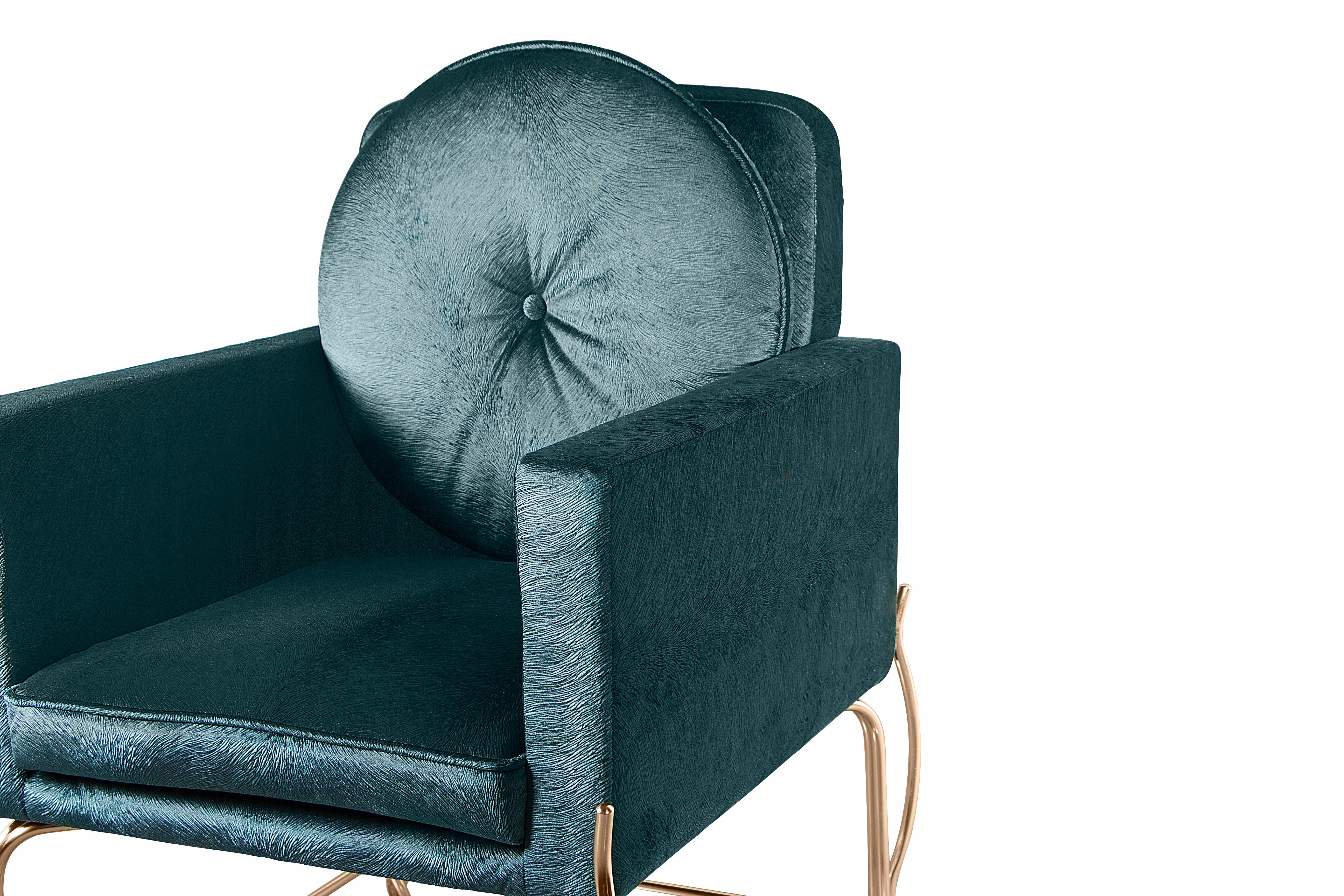 Hollywood Regency is brought to life with this fabulous dinning or desk chair. The sculptural metal base gives us a hint of feminine curves while the upholstery is takes us to a retro modern period.

Options
Upholstery: Available in any upholstery