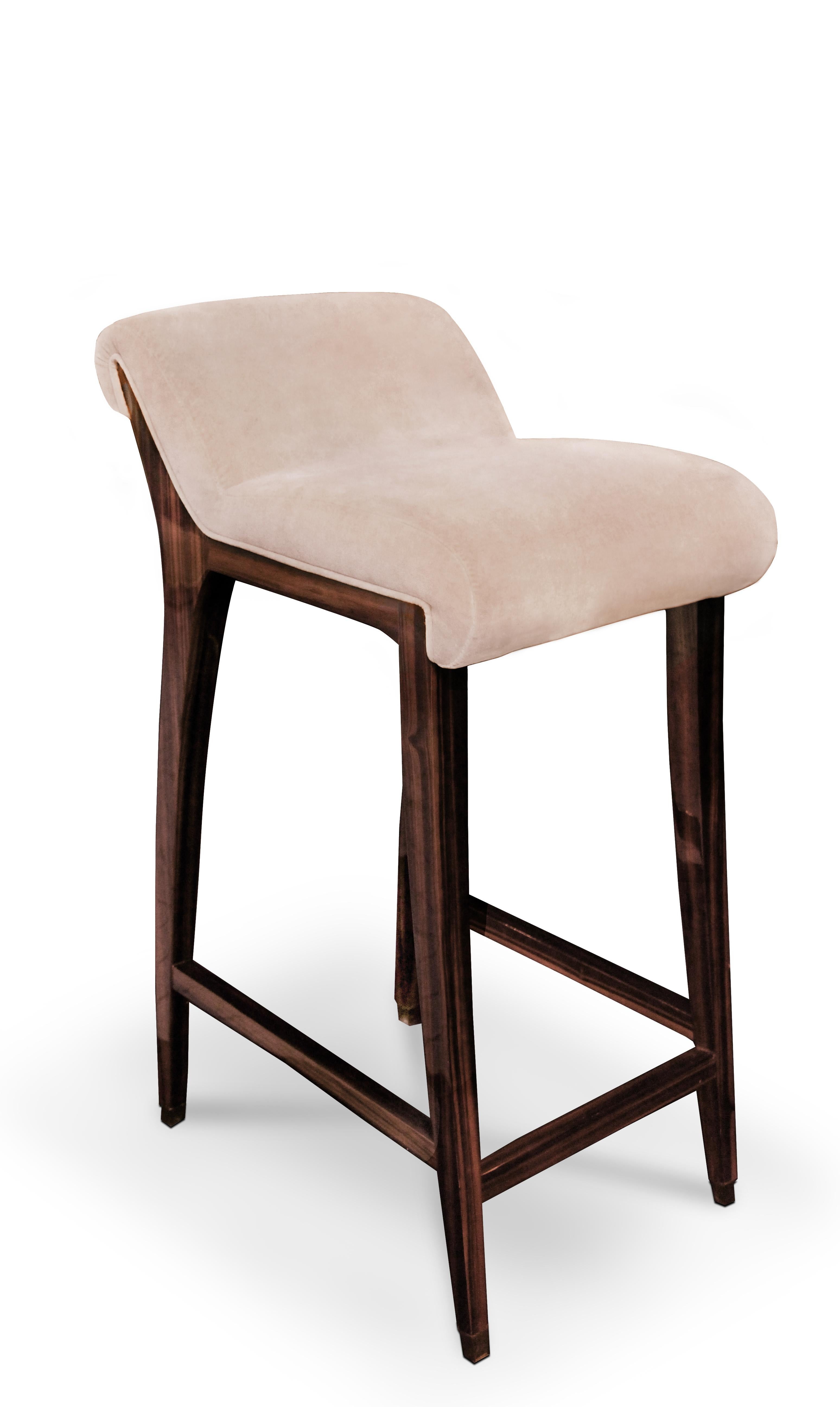 Enticing simplicity is exemplified in this fluid and gracious bar stool. Chartreuse rippled fabric combine with the rich ebony veneer complete a stunning masterpiece.

Options
Upholstery: Available in any fabric from the Koket textiles collection or