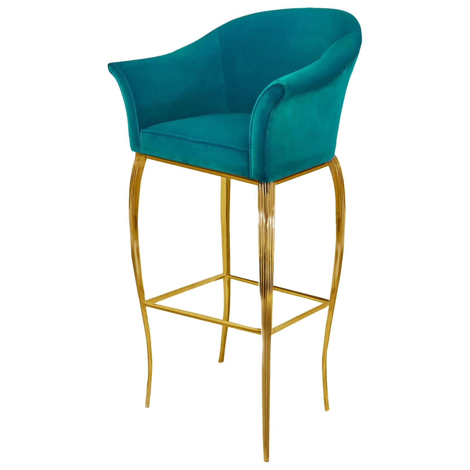 Mimi Bar Stool in Brass For Sale