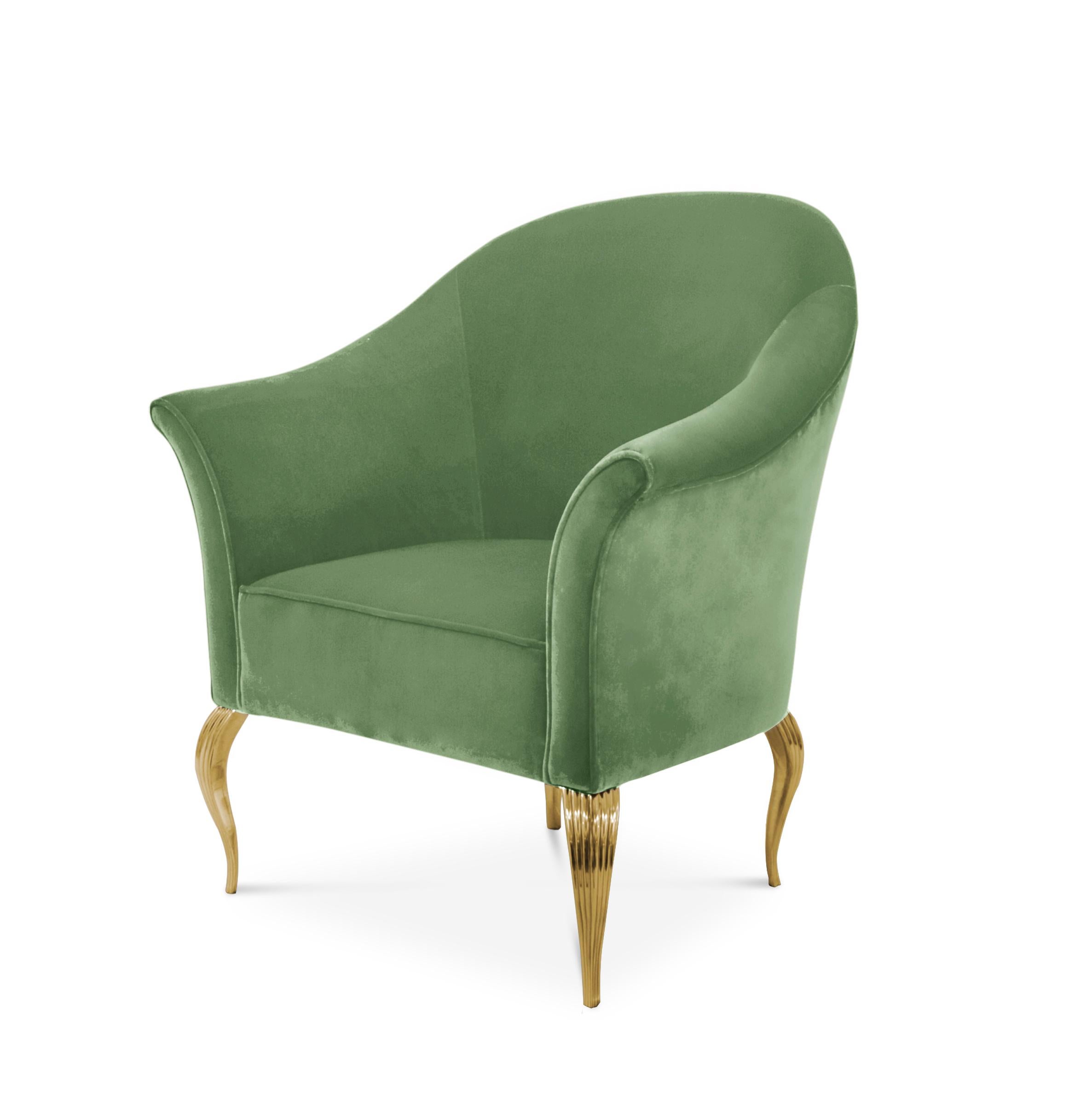 Upholstery Mimi Chair in Brass For Sale