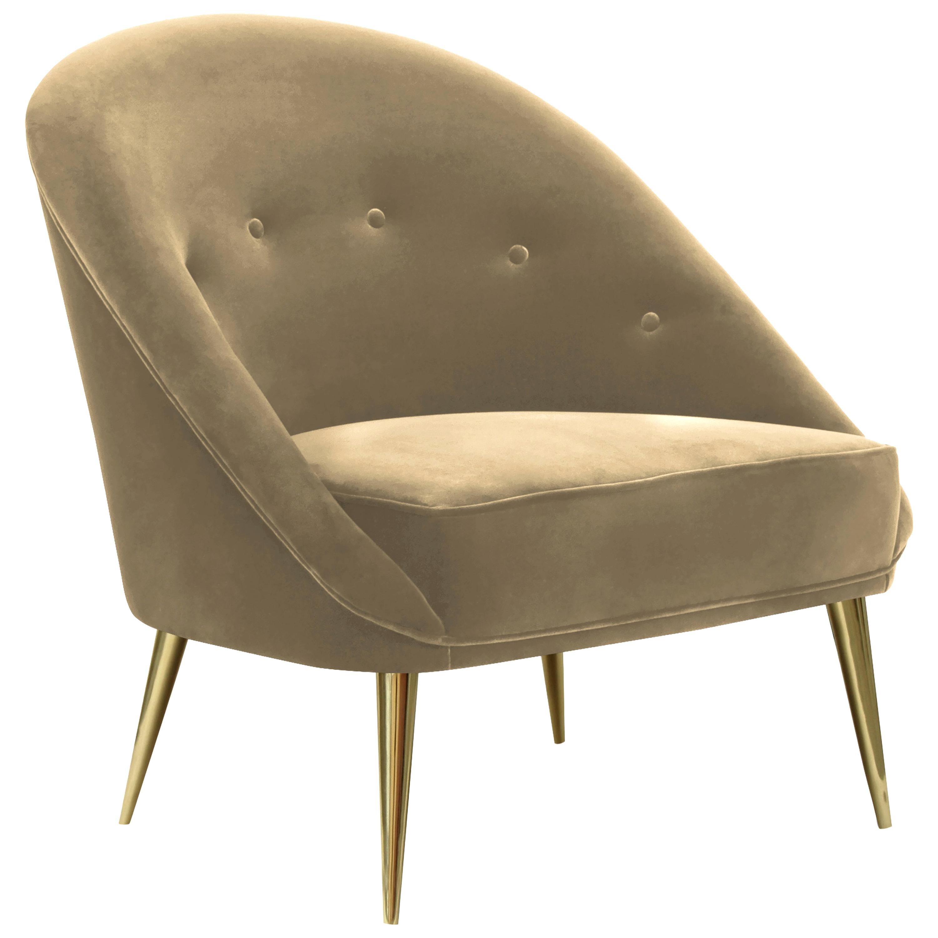 Nessa Chair in Gold Leaf and Velvet For Sale