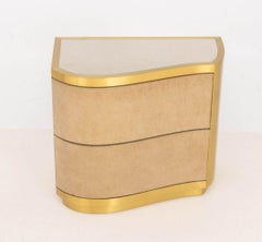 Koket "Poem" Contemporary Leather Wrapped Gold-Tone Metal Nightstand