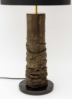 Koket "Ruche" Table Lamp, Leather and Marble, Brass Hardware, Portugal