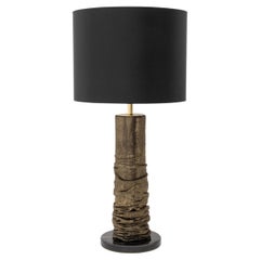 Koket "Ruche" Tischlampe, Leder und Marmor, Messingbeschläge, Portugal