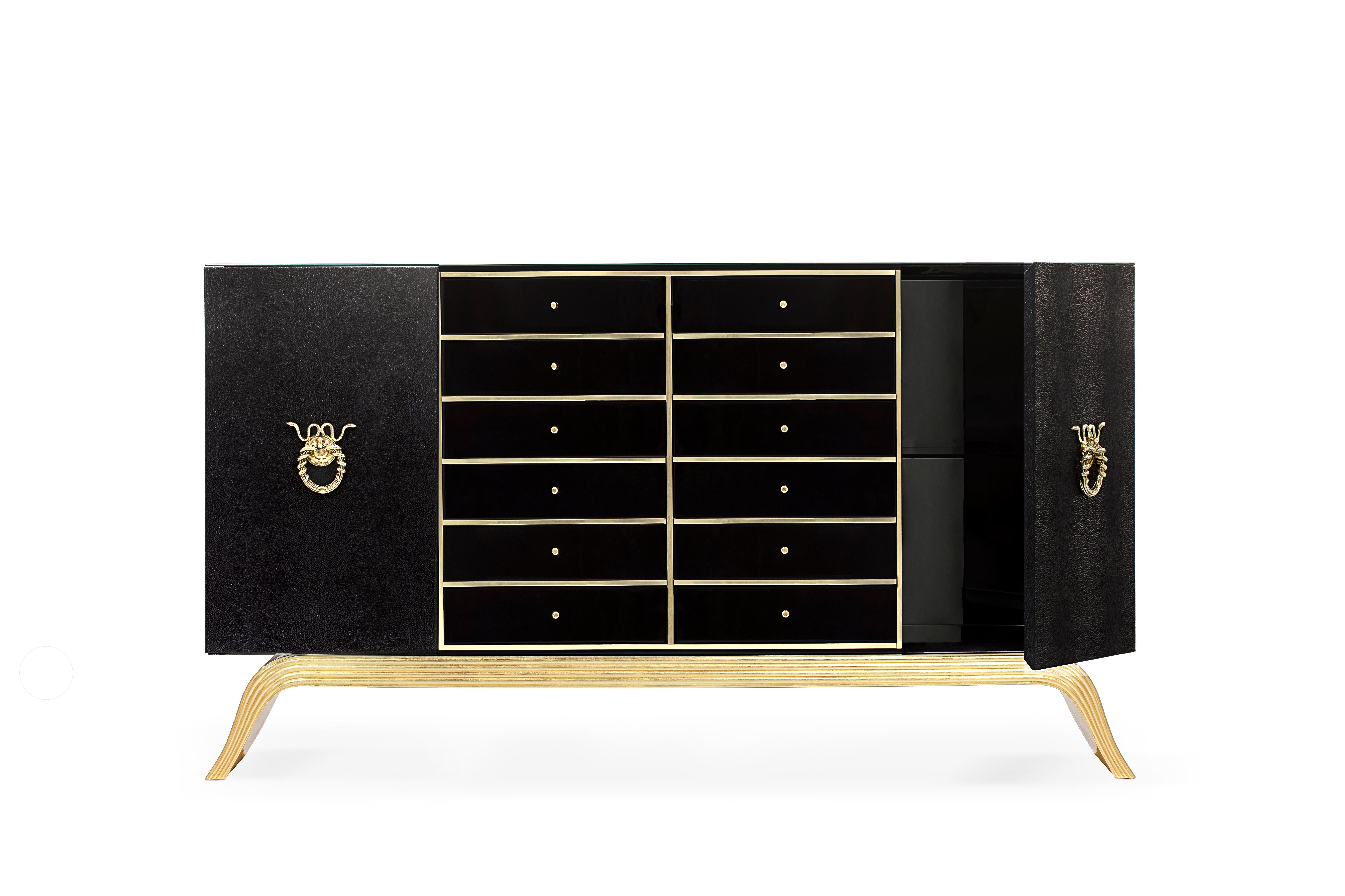 Indulge in a little naughtiness, especially if you have a place to store your sinful secrets. The Sinful cabinet is the perfect mix of daring and modern. Covered in a black stingray patterned leather upholstery, valuables can be contained in sleek