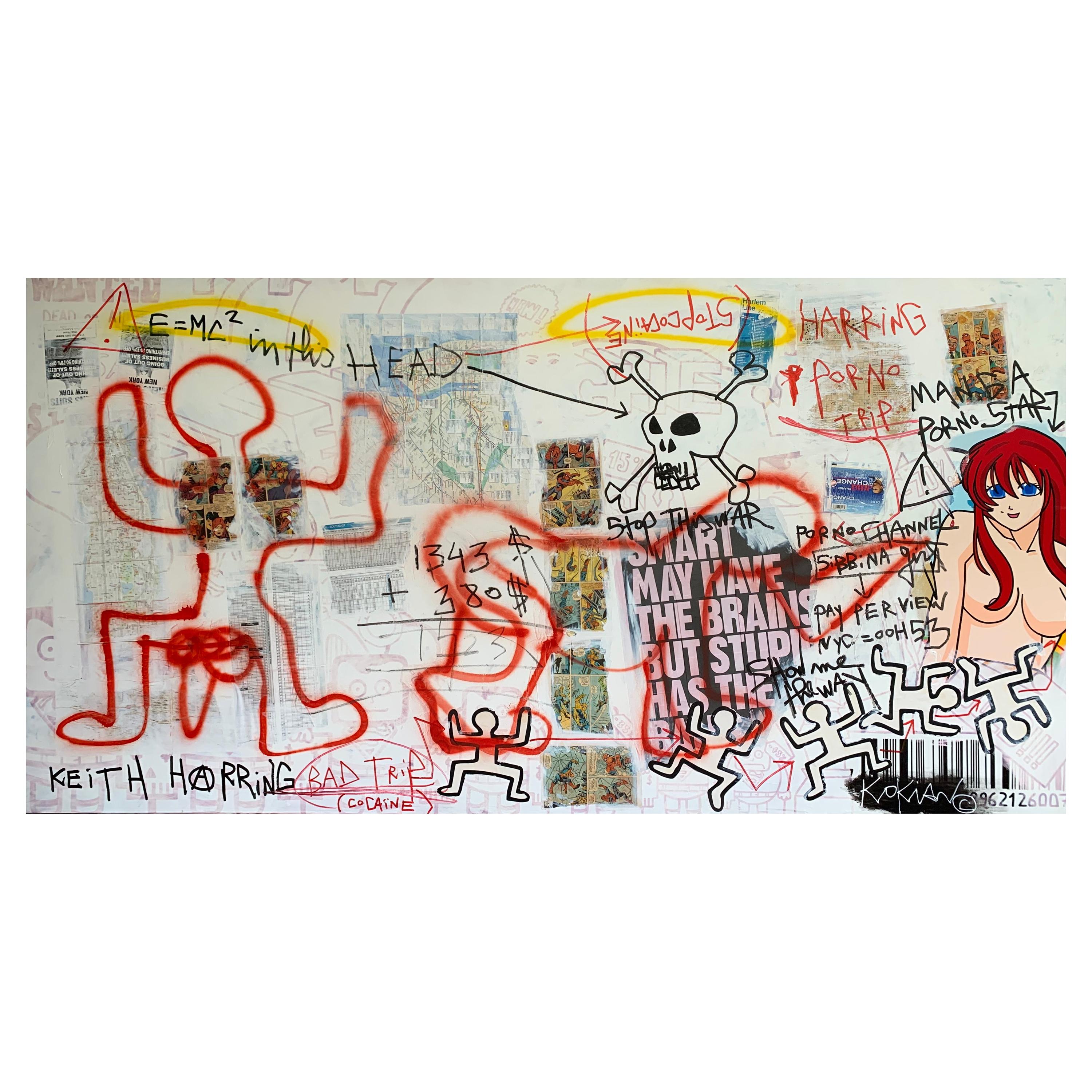 Kokian Painting, "  Keith Harring bad trip " White, 2010