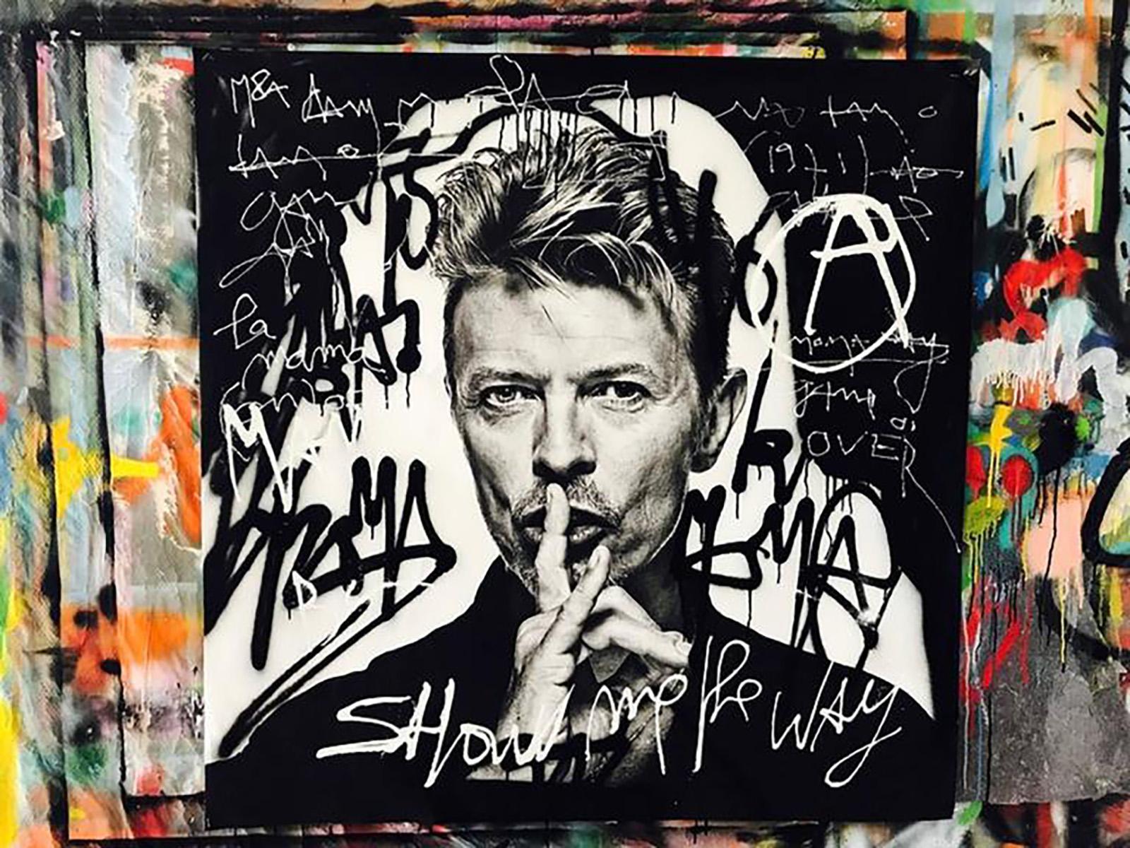 Viaggio a Bowie - Portrait Painting Nero di Kokian