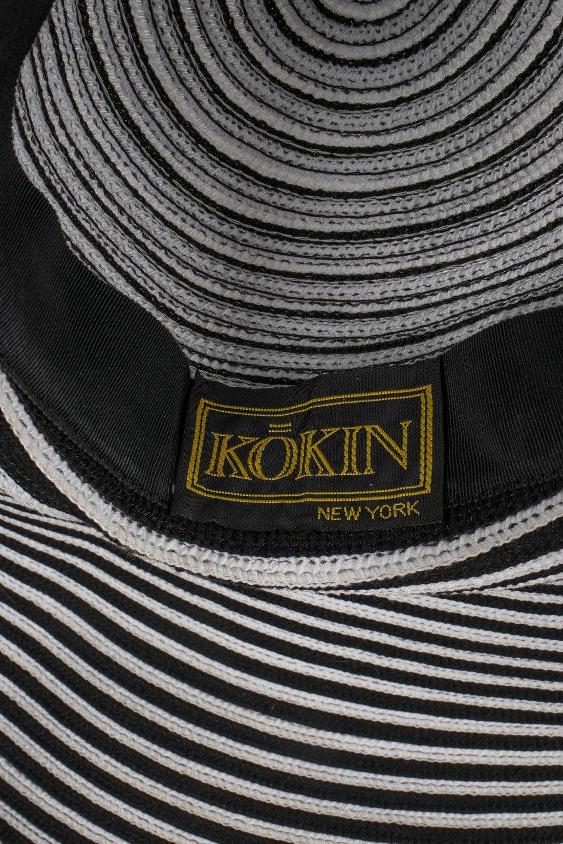 Kokin Large Striped Black and White Wide-Brimmed Hat For Sale 2