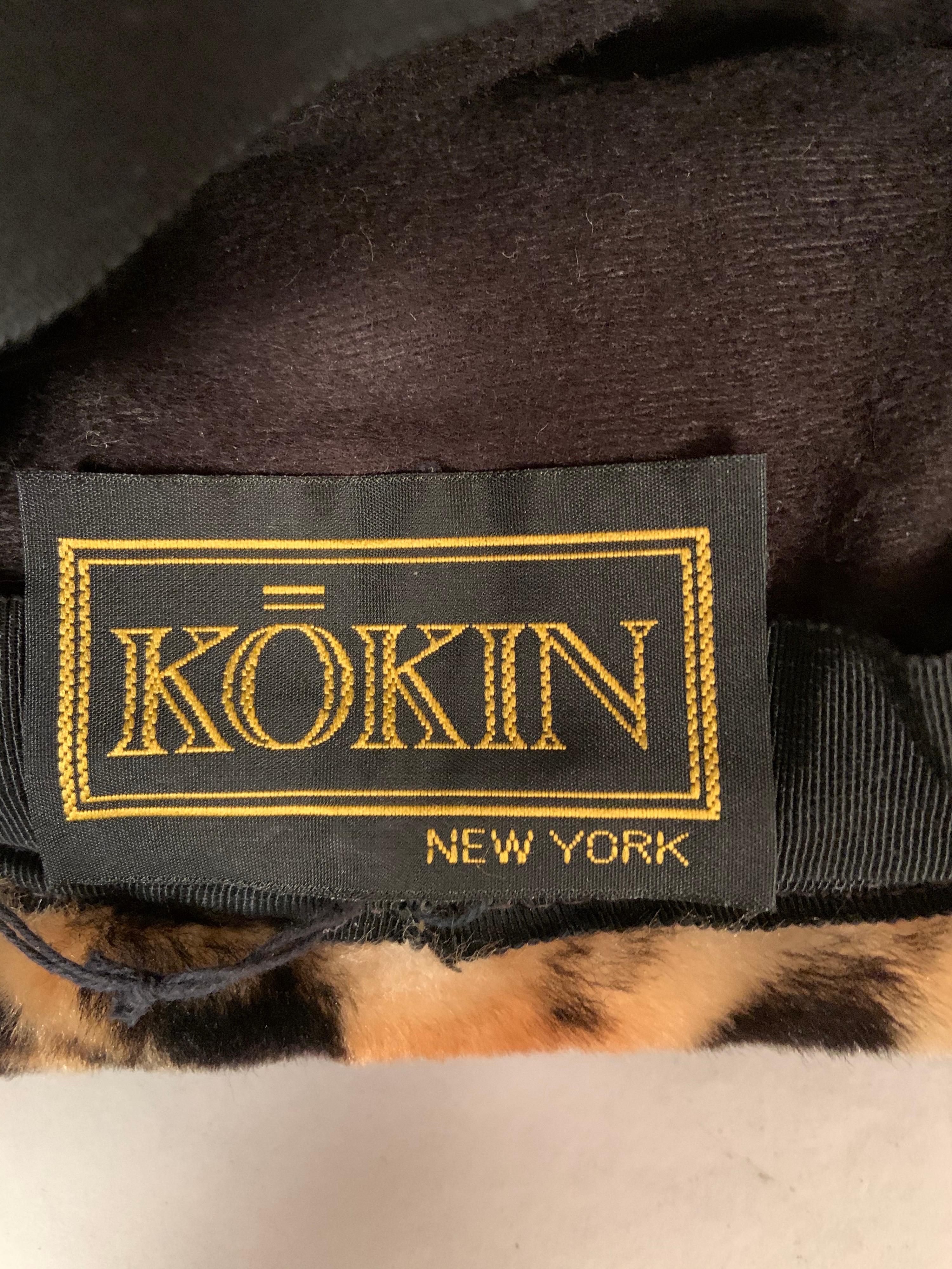 Kokin New York Faux Fur Hat, Spotted Cat Pattern, Never Worn In New Condition In New Hope, PA