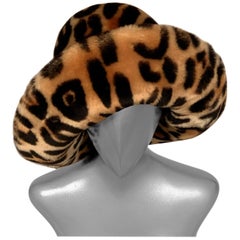Kokin New York Faux Fur Hat, Spotted Cat Pattern, Never Worn