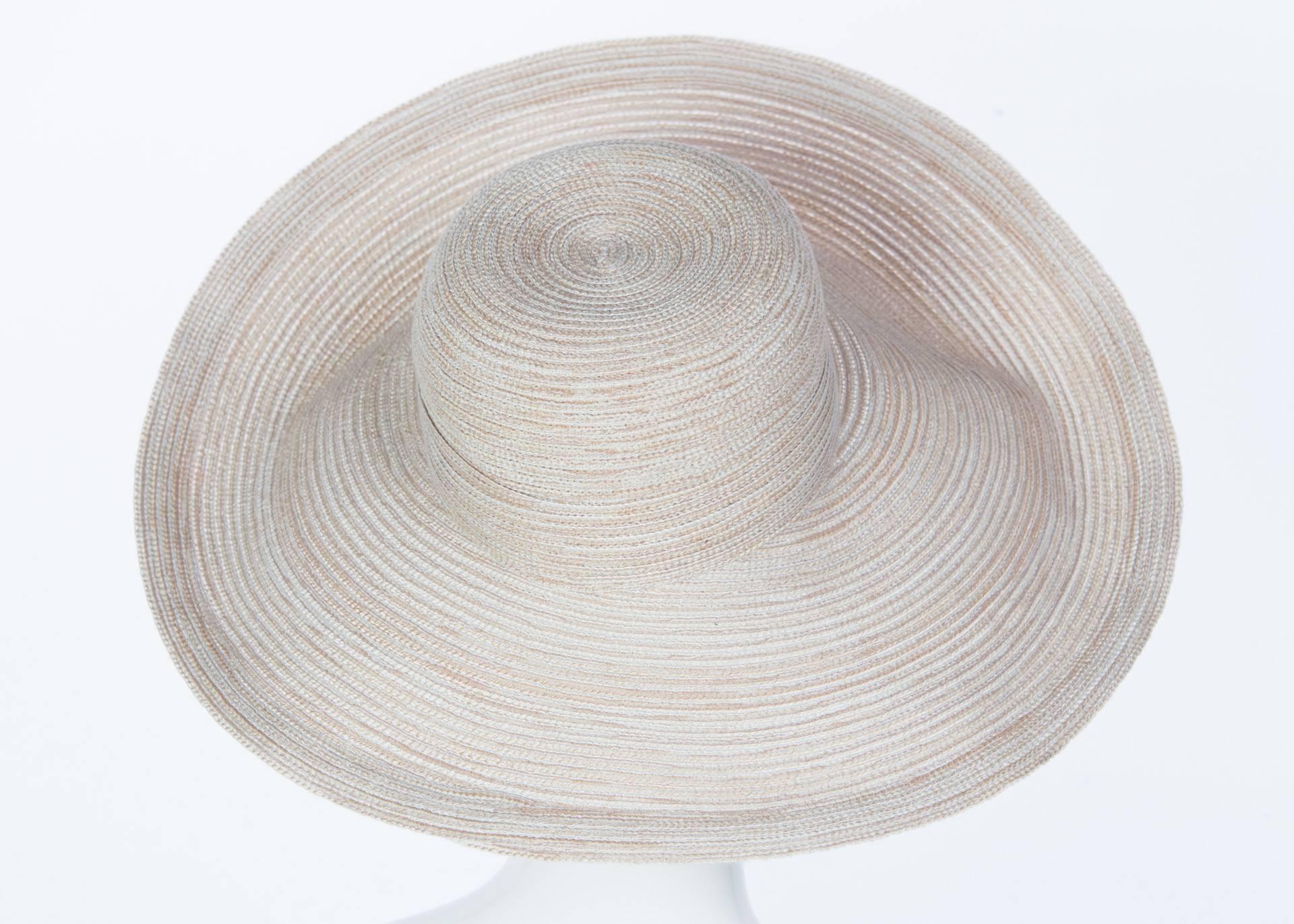 Gray 1990s Kokin New York Large Brim Taupe Sun Hat