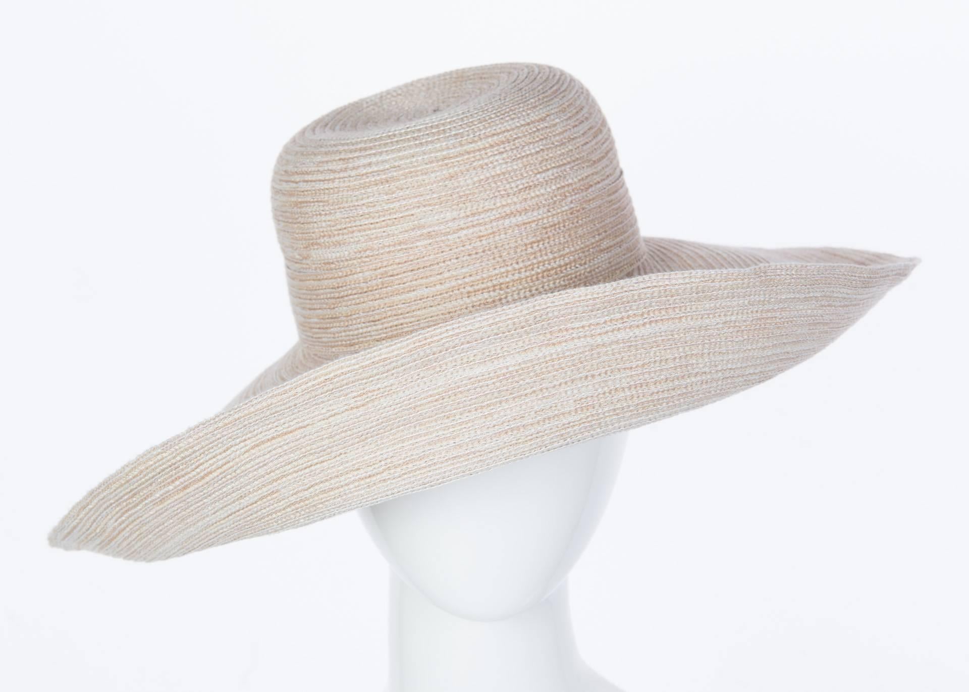 Women's 1990s Kokin New York Large Brim Taupe Sun Hat