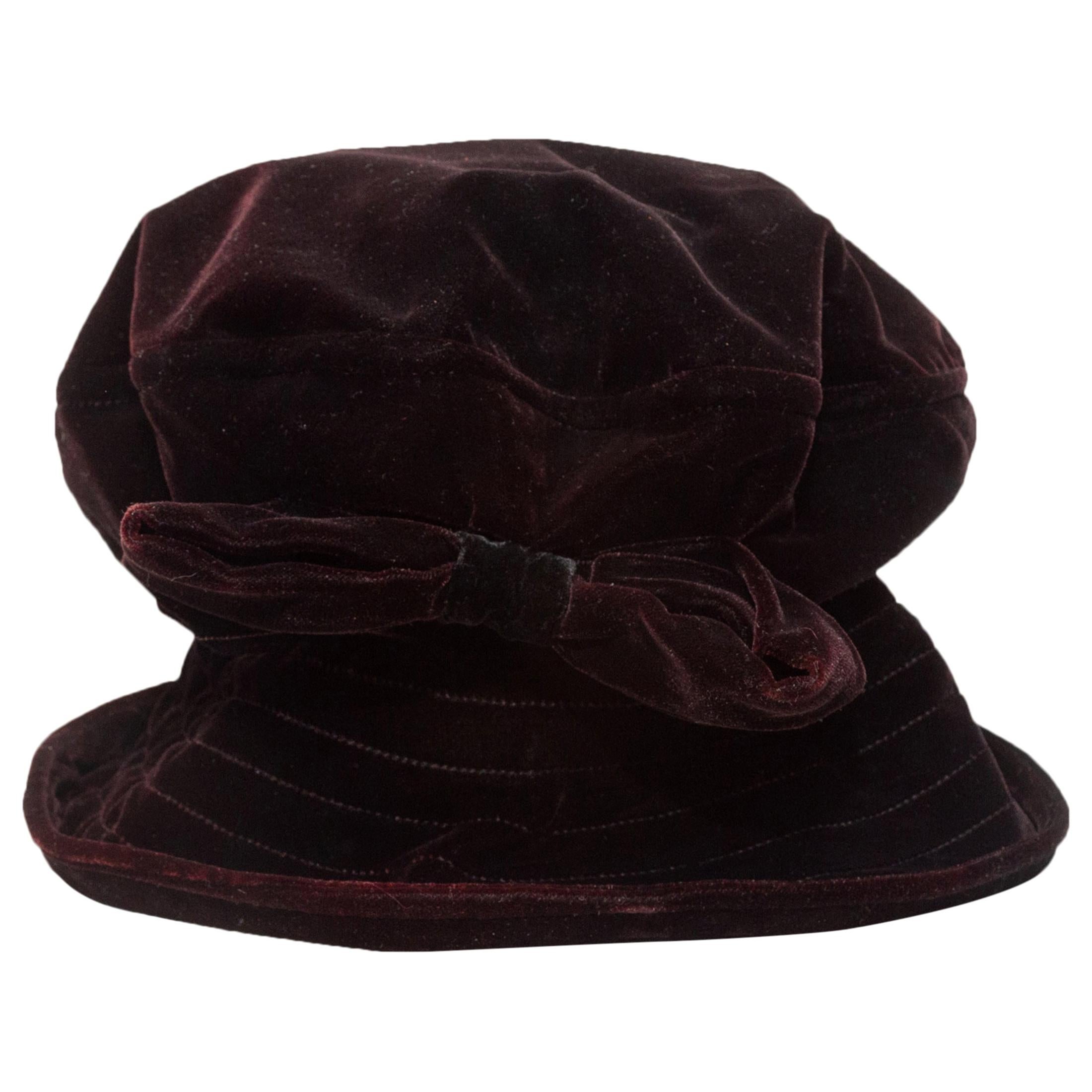 Kokin Wine & Black Velvet Hat