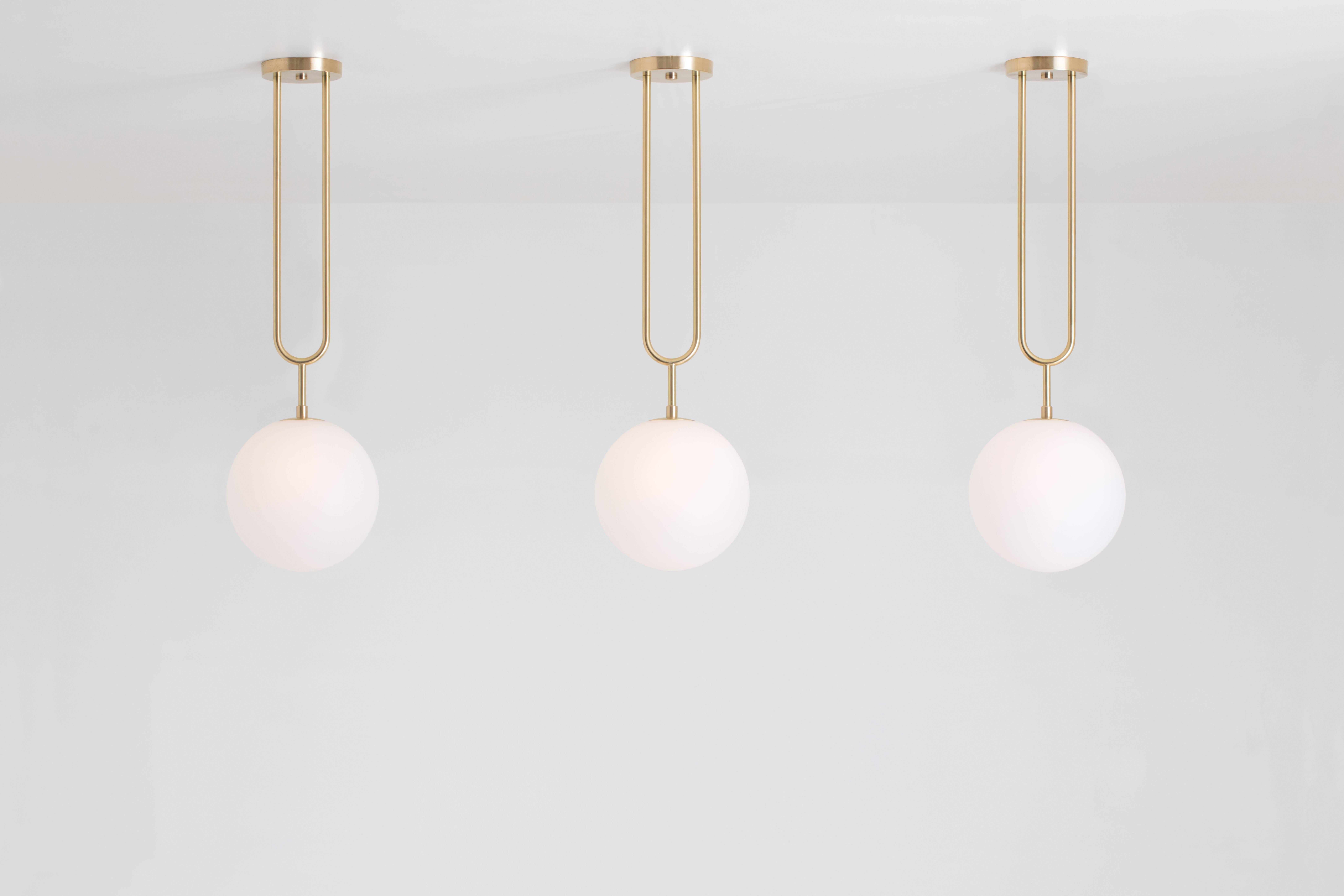 Hand-Crafted Koko, a Modern Pendant Light with Satin Globe Shade in Matte Black and Wood