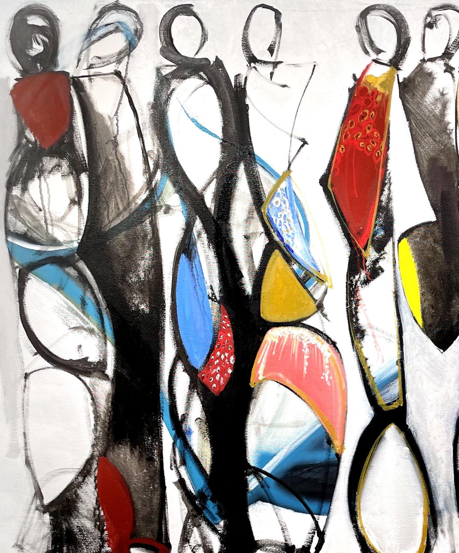 9 geometrische Figuren. (Blumenfiguren). (Abstrakter Expressionismus), Painting, von KOKO HOVAGUIMIAN