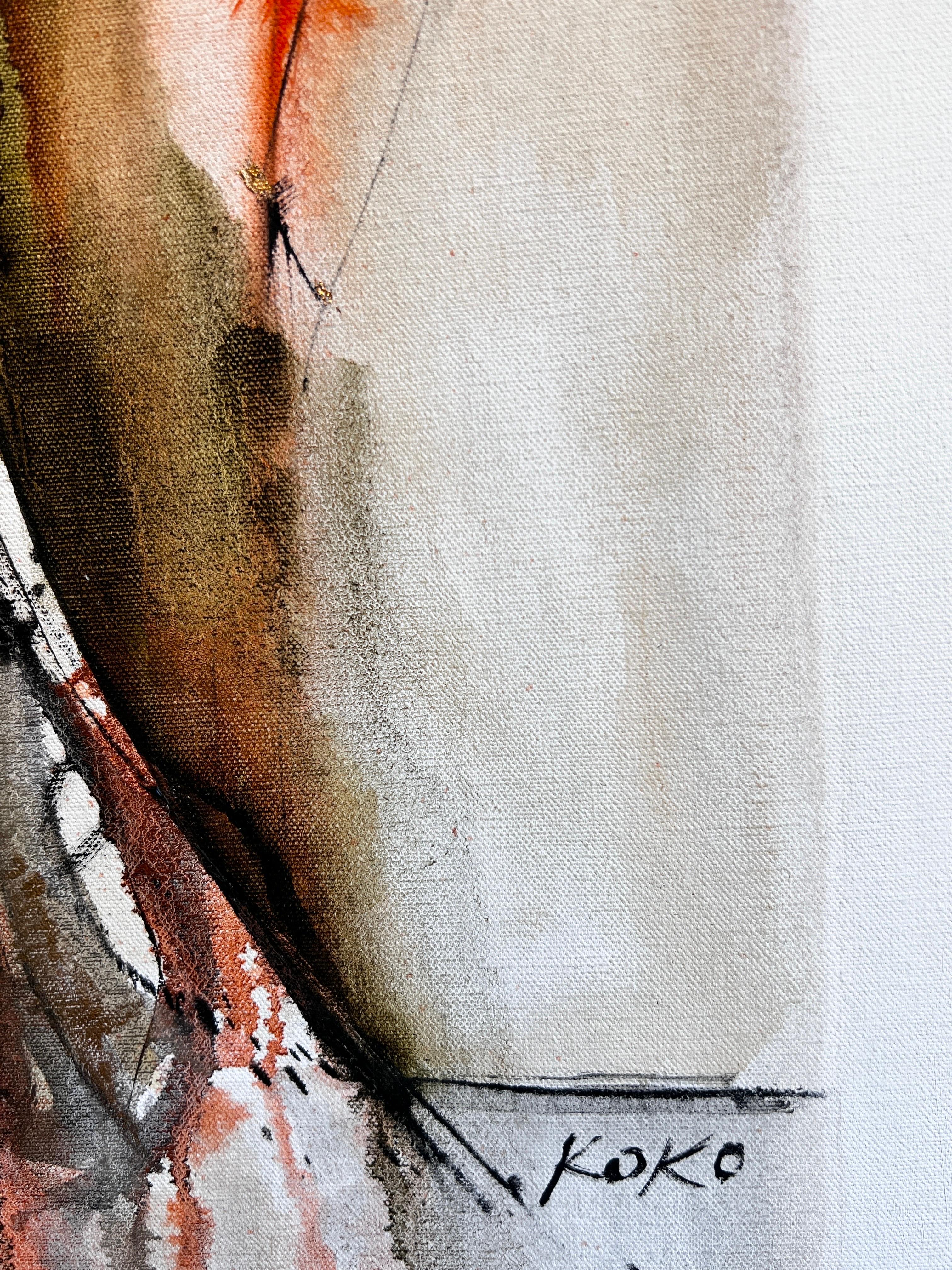 Abstrakte Figur, Abstrakt Figürlich, Orange Abstrakt, Contemporary Figur. (Abstrakter Expressionismus), Painting, von KOKO HOVAGUIMIAN