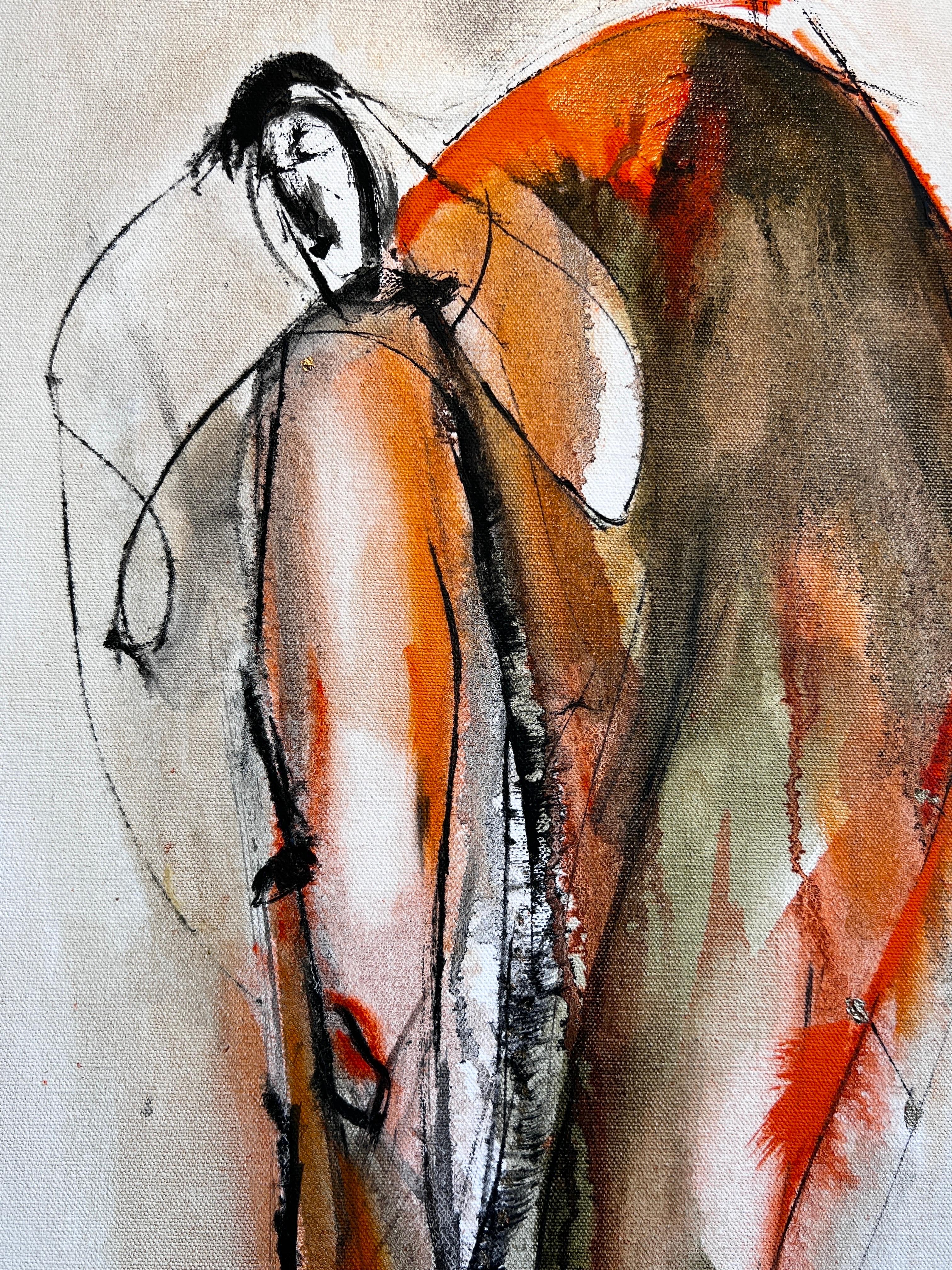 Abstract Figure, Abstract Figurative, Orange Abstract, Contemporary Figure. For Sale 1