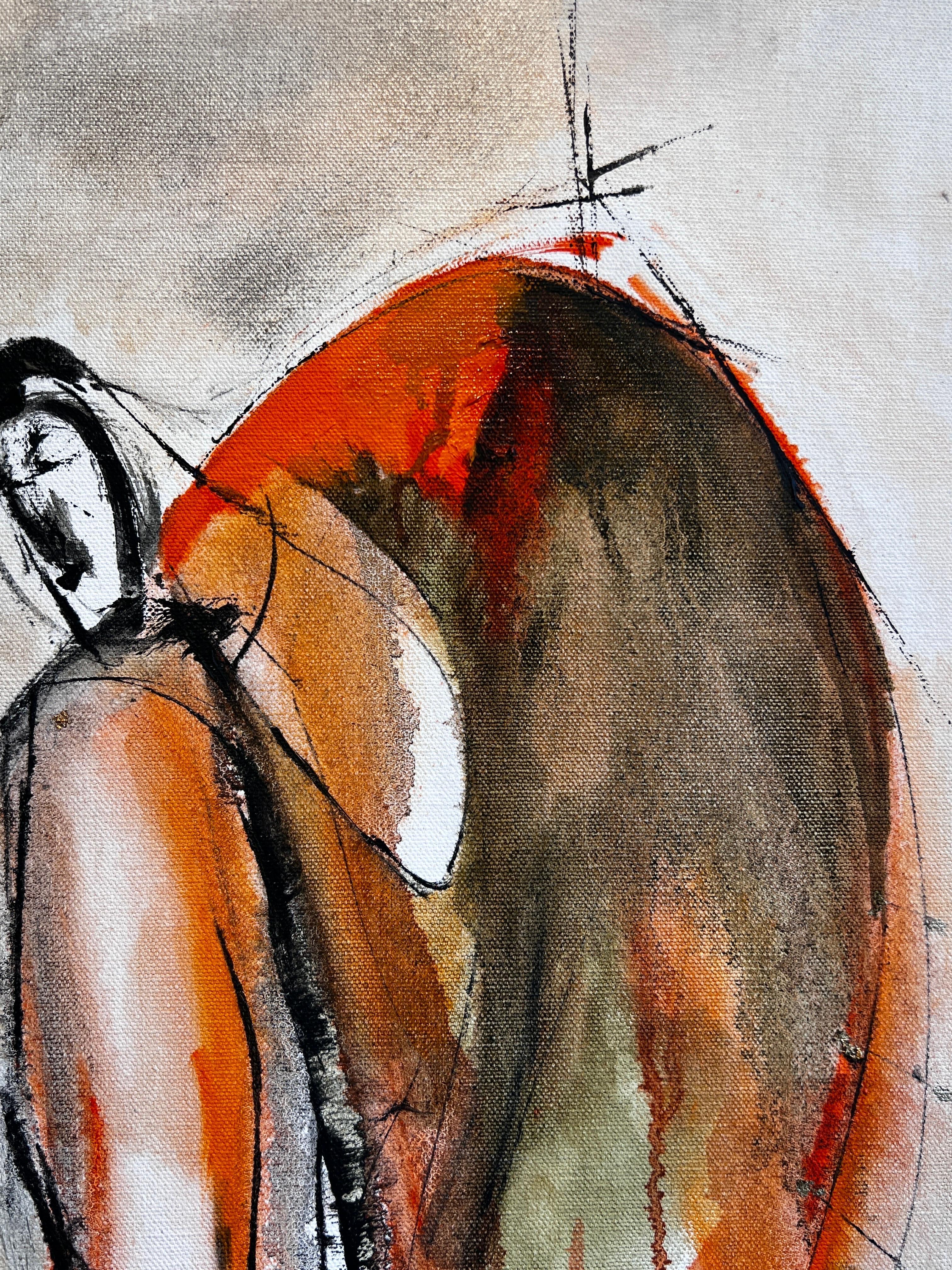 Abstract Figure, Abstract Figurative, Orange Abstract, Contemporary Figure. For Sale 3