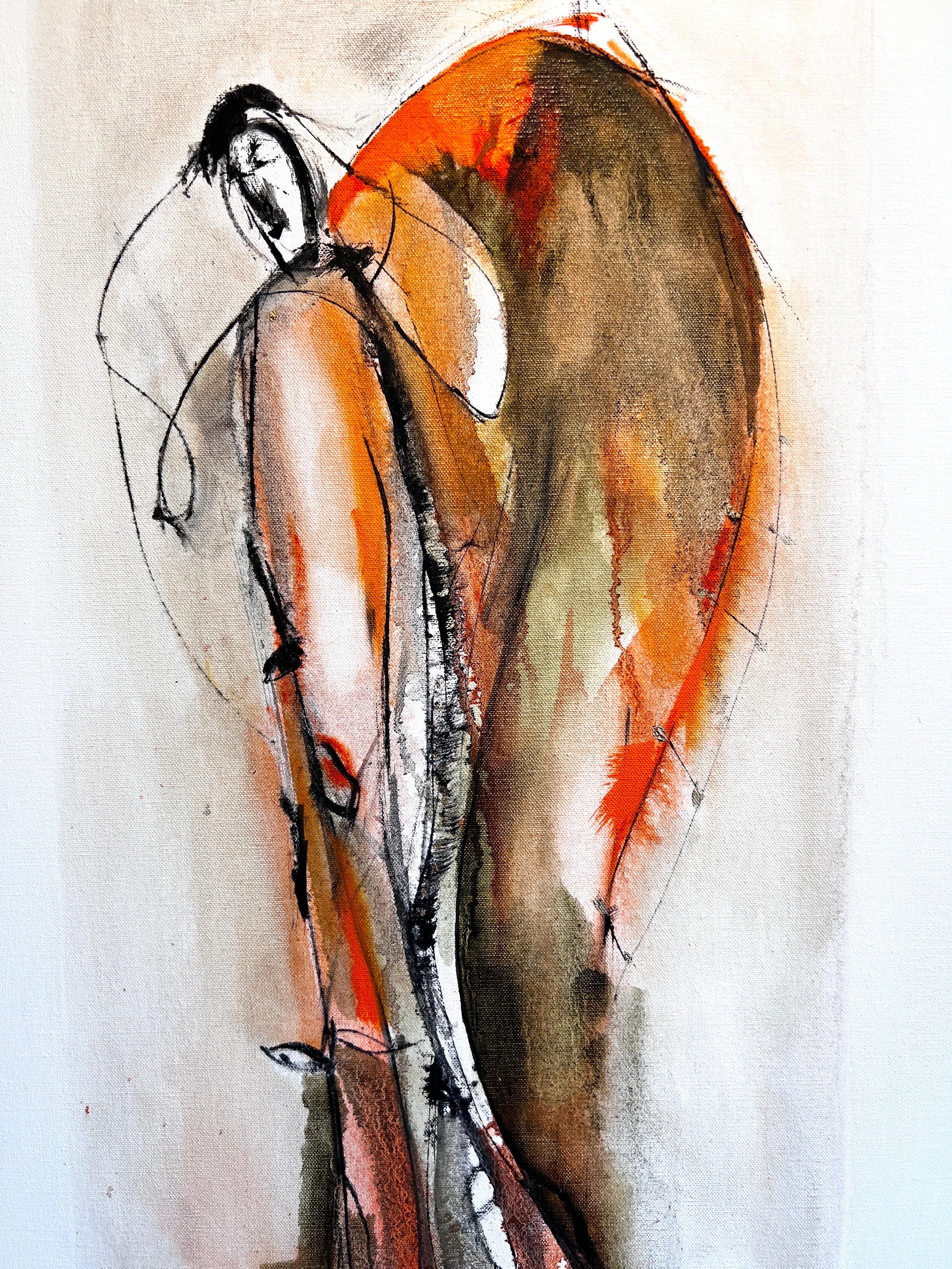 Abstract Figure, Abstract Figurative, Orange Abstract, Contemporary Figure.