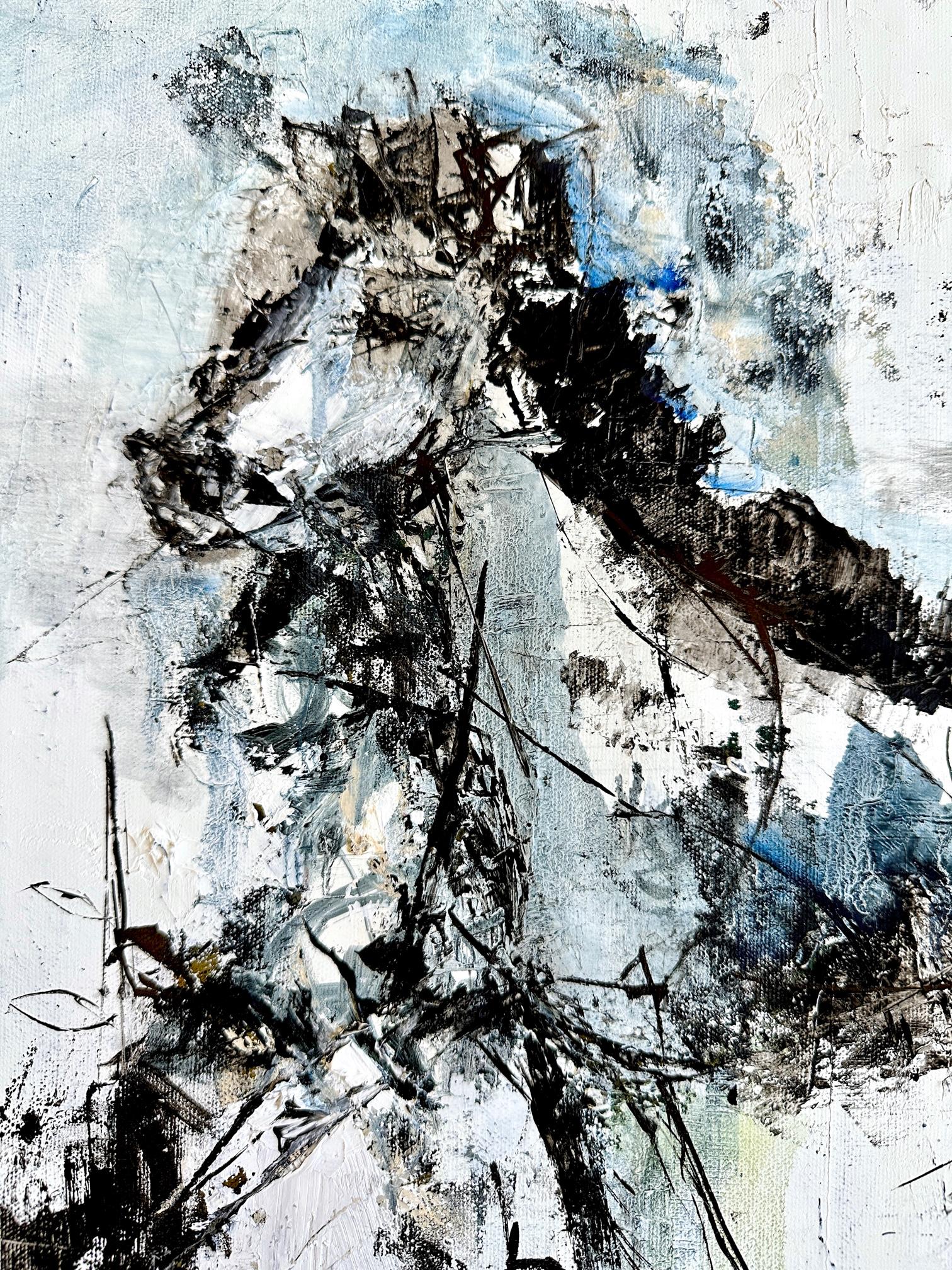 Cheval abstrait, peinture à l'huile abstraite, série « messenger » cheval sur route  - Painting de KOKO HOVAGUIMIAN