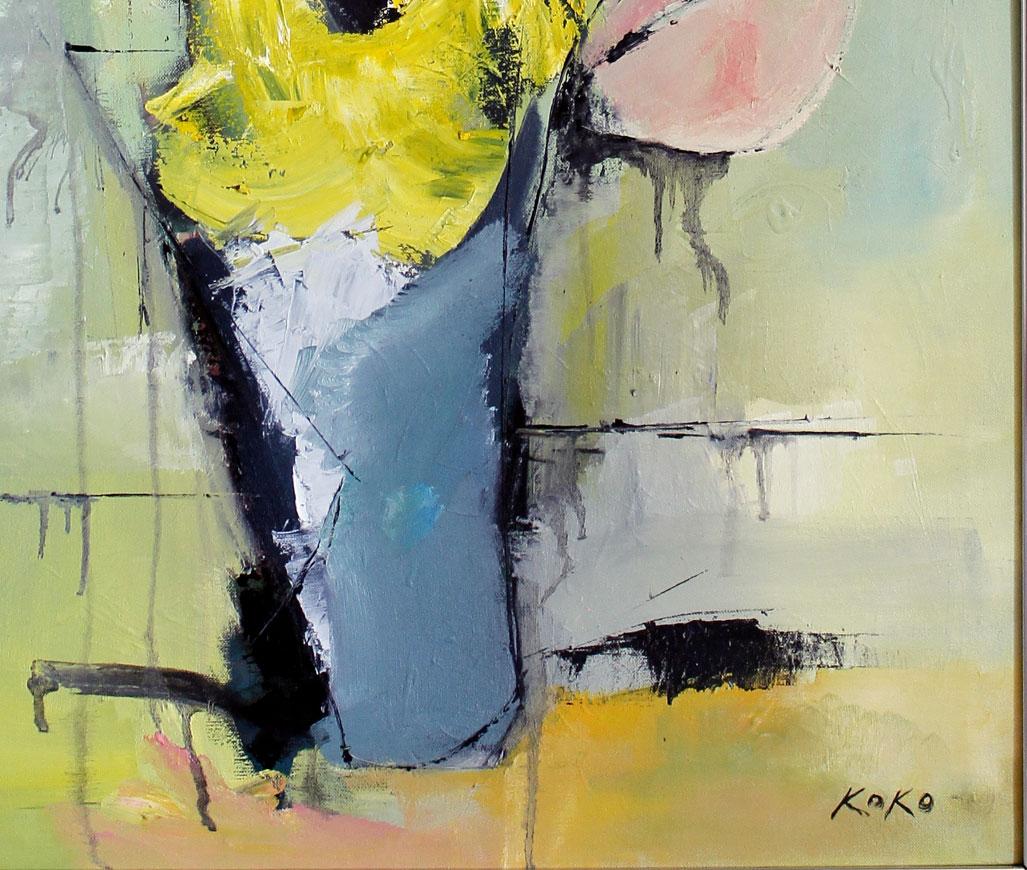 Calla Lilies and Iris, flowers.  - Abstract Expressionist Painting by KOKO HOVAGUIMIAN