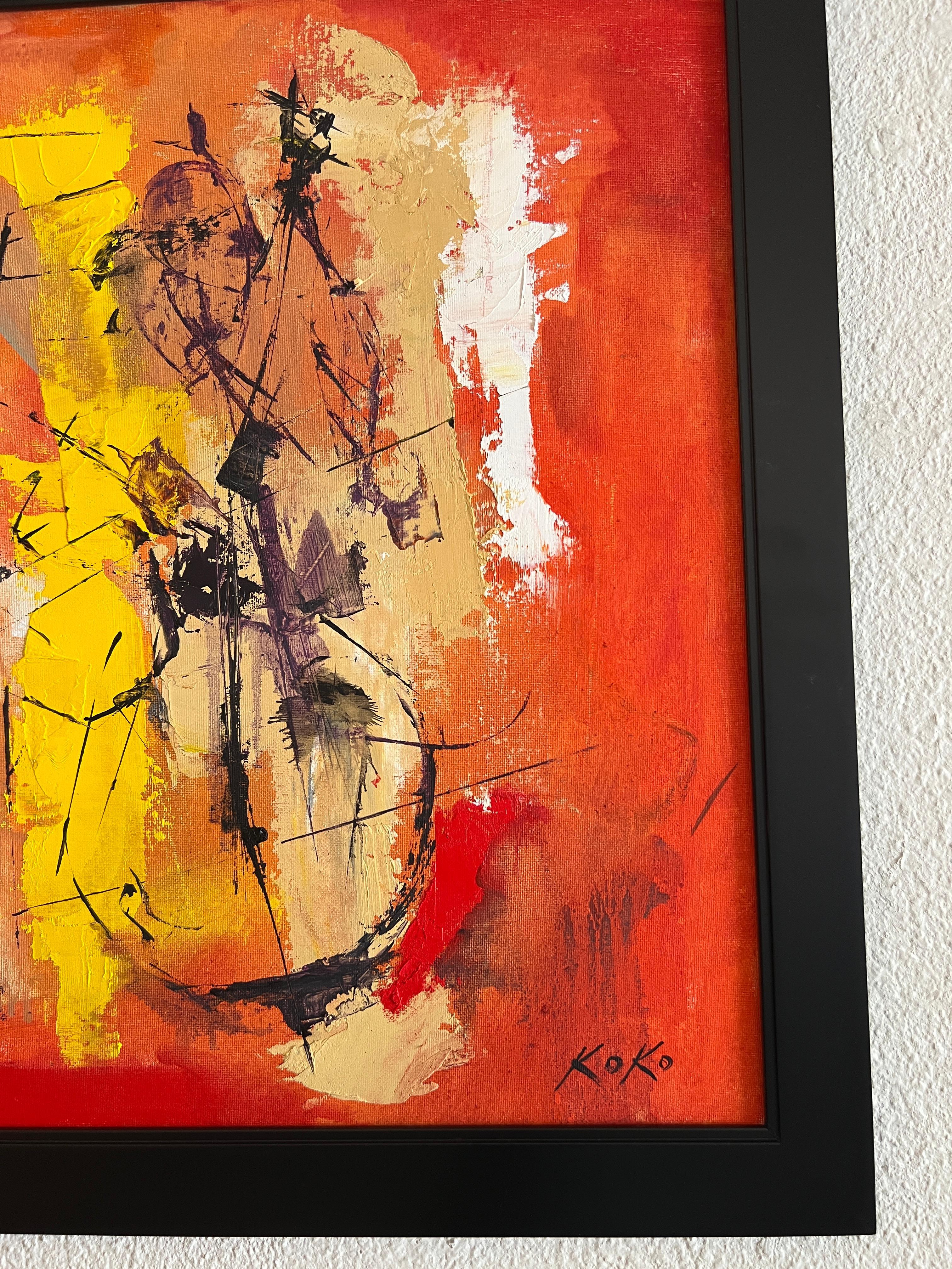 Arte contemporanea, Composizione Jazz No.3, Pittura ad olio Jazz. - Painting di KOKO HOVAGUIMIAN