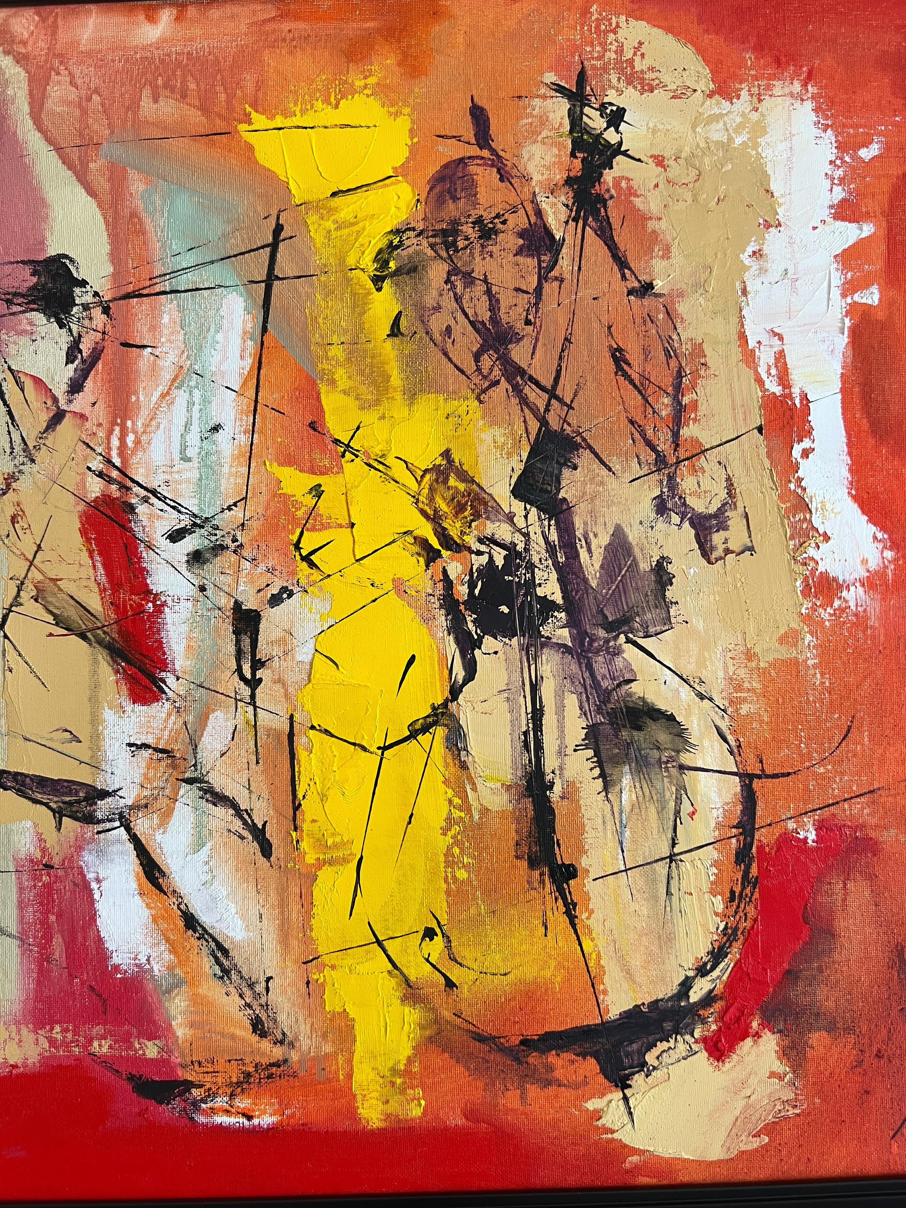 Arte contemporanea, Composizione Jazz No.3, Pittura ad olio Jazz. - Figurative Painting Beige di KOKO HOVAGUIMIAN