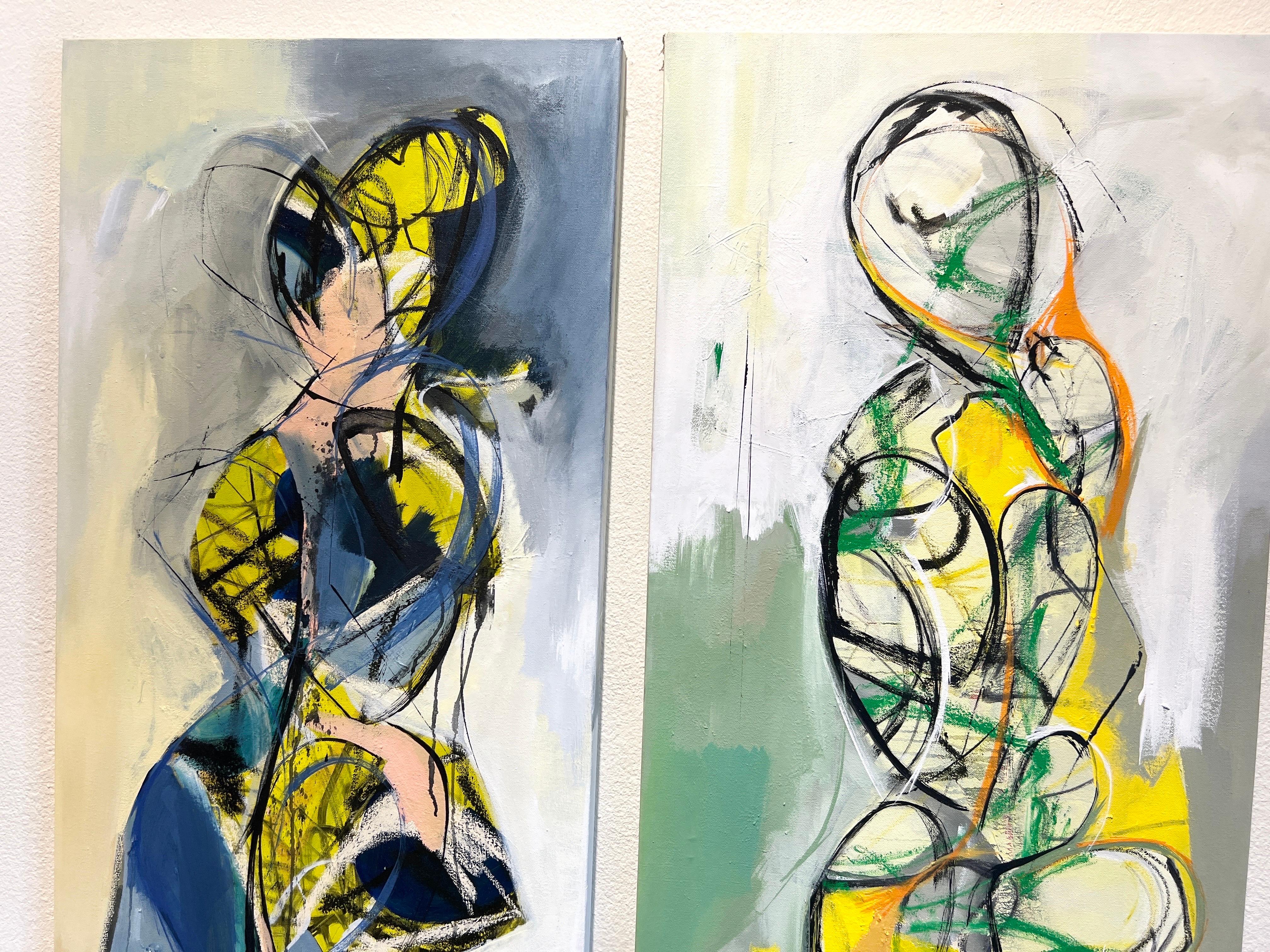 Dittico di figure contemporanee, coppia, figure astratte. in vendita 7