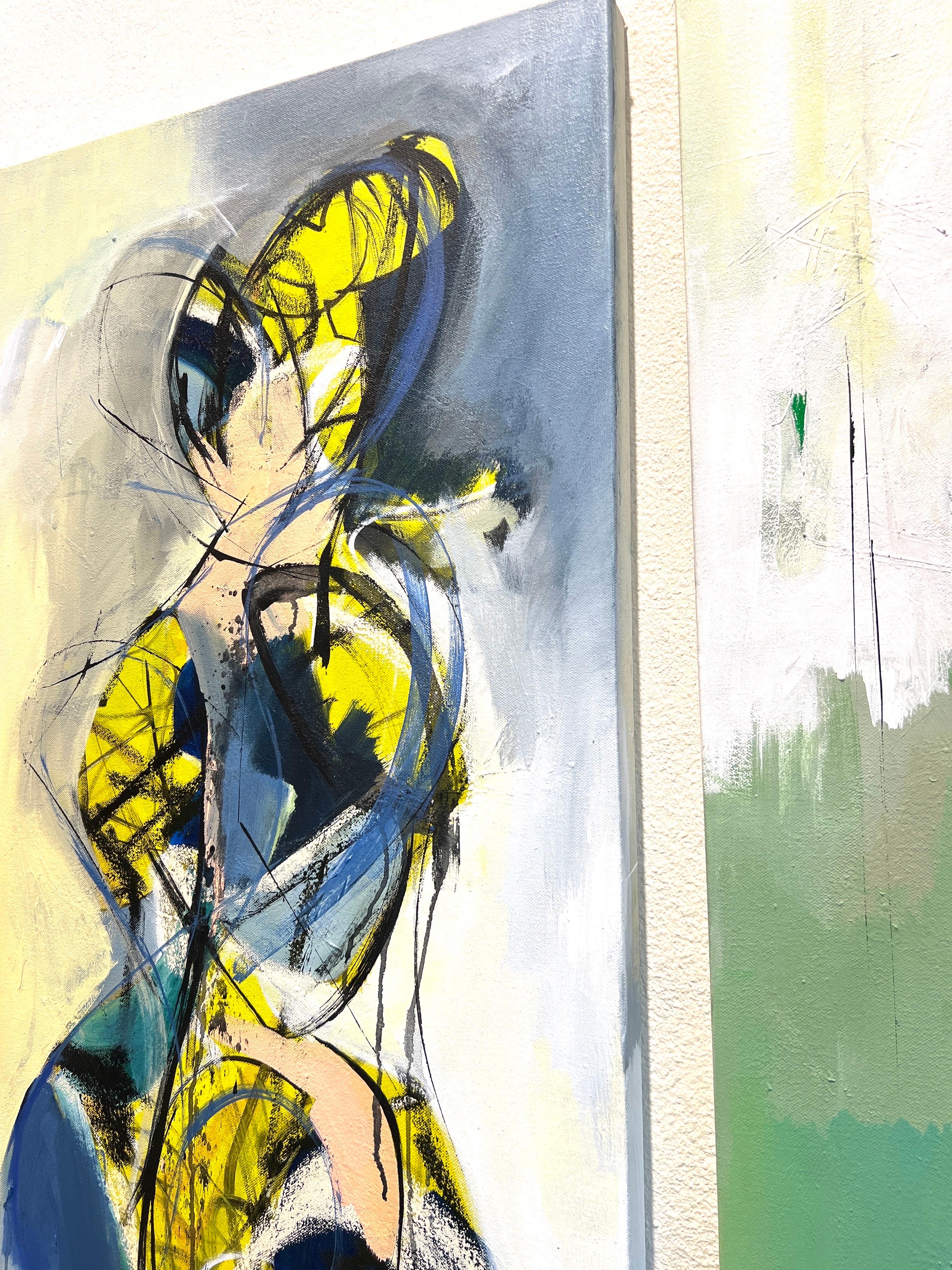 Dittico di figure contemporanee, coppia, figure astratte. in vendita 1