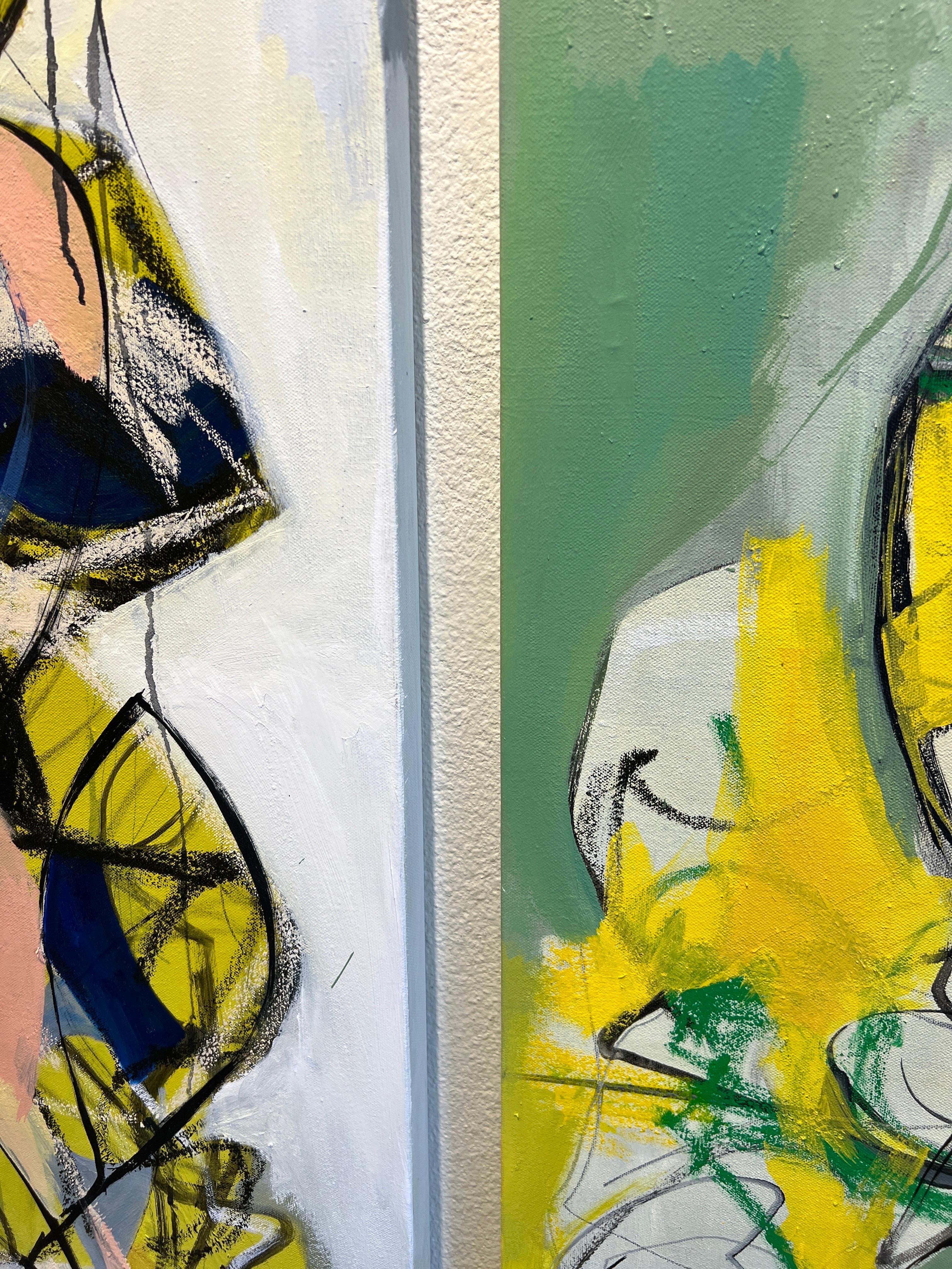 Dittico di figure contemporanee, coppia, figure astratte. in vendita 2