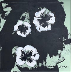 Contemporary Flowers, Pansy Pop in Green. Pansy Flowers.