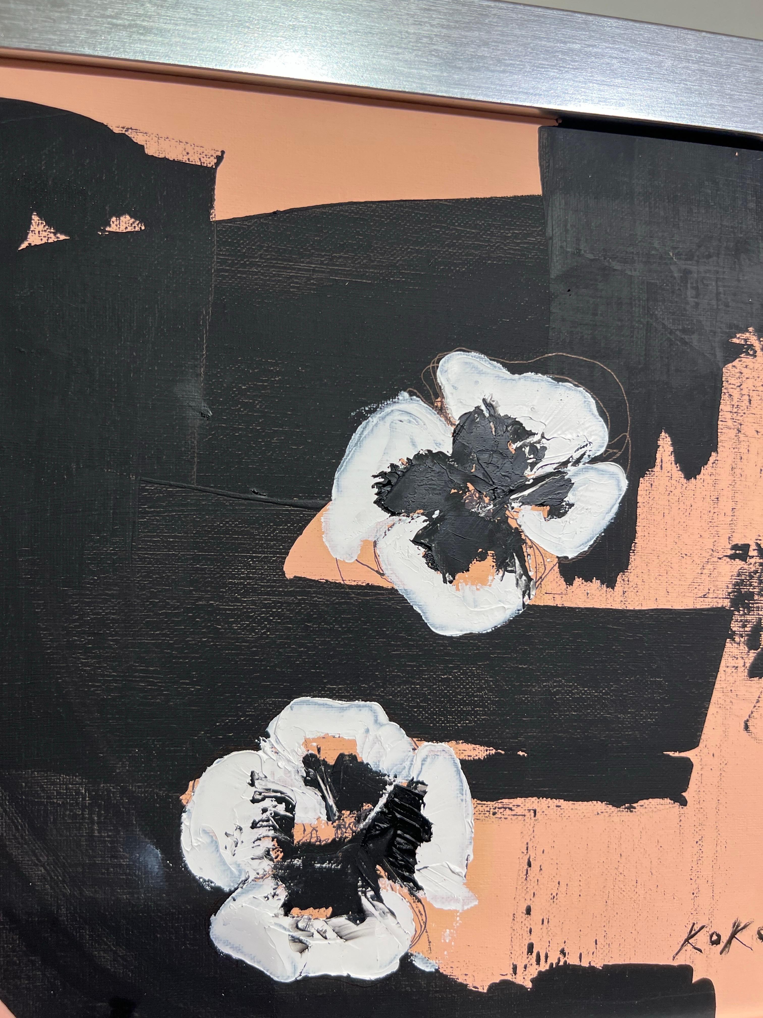 Contemporain  Flowers Pansy Pop en orange - Painting de KOKO HOVAGUIMIAN