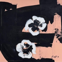 Contemporary  Pansy Flowers, Pansy Pop in Orange.