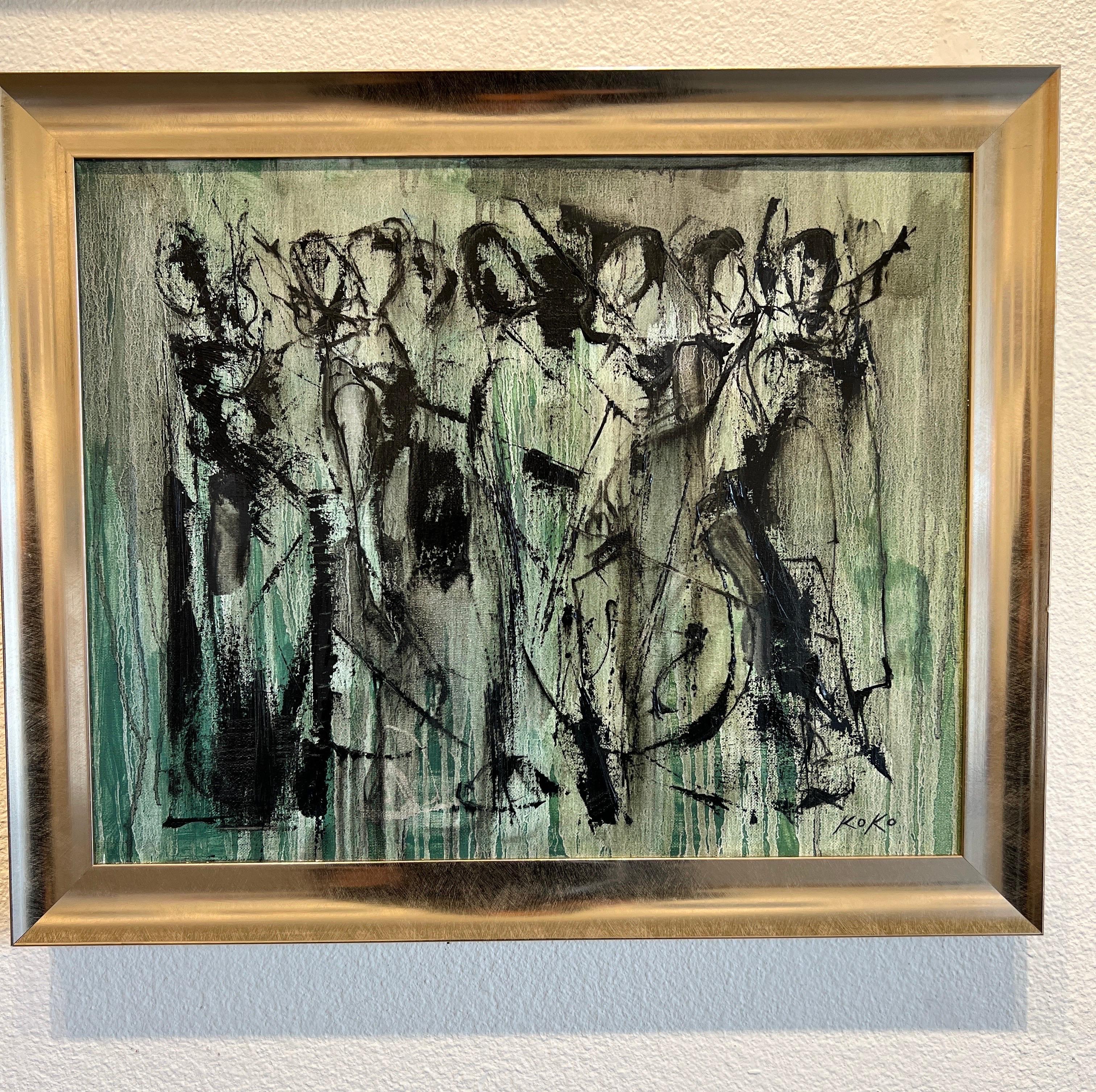 Contemporary Musical Essence:, Monochromatic Musicians in Deep Green.  For Sale 2