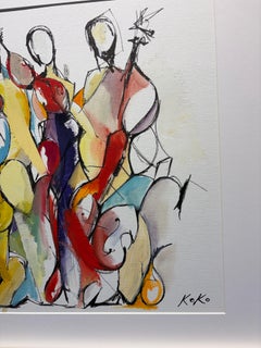 Contemporary Musicians oil painting, Musicians Trio & Composer.