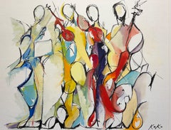 Contemporary Musicians oil painting, Musicians Trio & Composer.