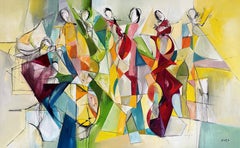 Músicos contemporáneos Pintura al óleo sobre lienzo, Sinfonía geométrica.