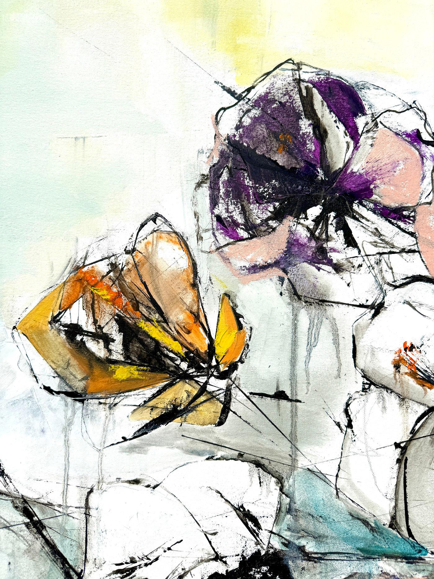 Pittura a olio contemporanea Fiori, anemoni, grande pittura di fiori. - Painting di KOKO HOVAGUIMIAN