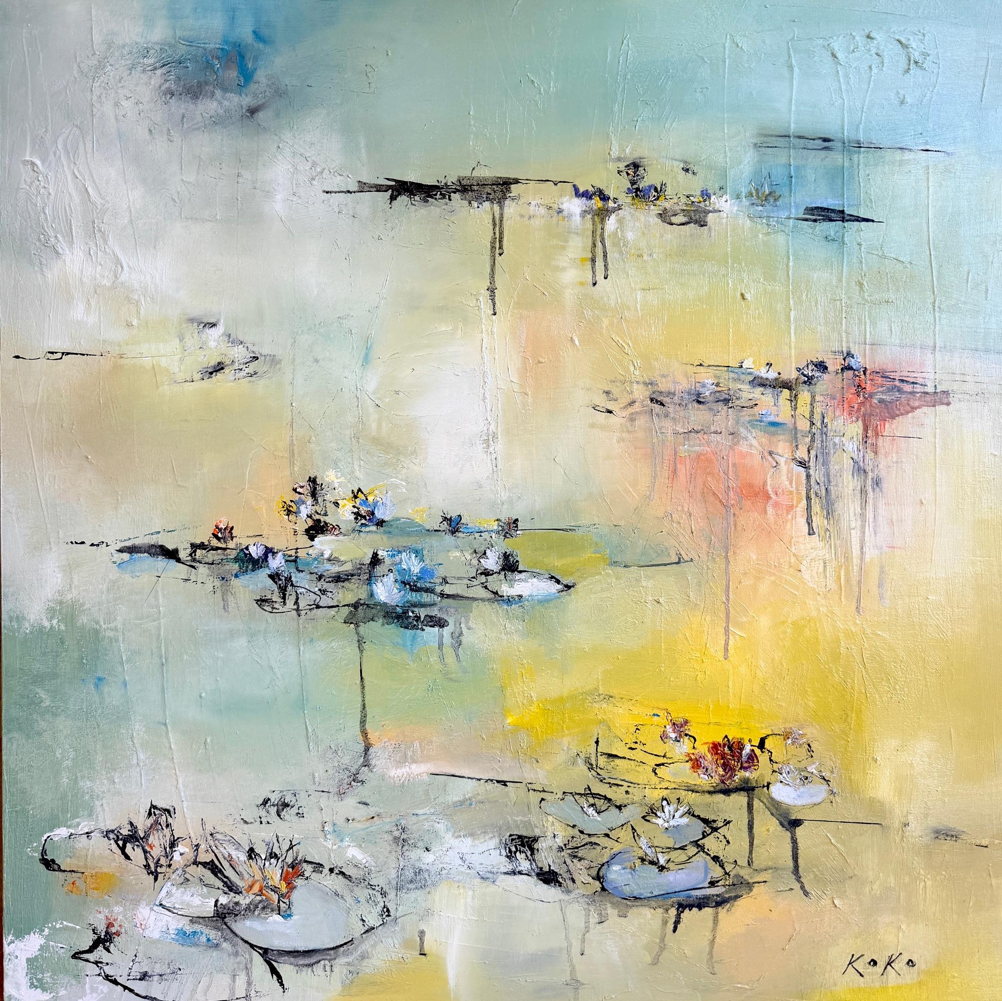 KOKO HOVAGUIMIAN Landscape Painting – Zeitgenössisches Ölgemälde einer Wasserlandschaft.