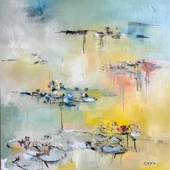 Quadro a olio contemporaneo di Paesaggio acquatico.