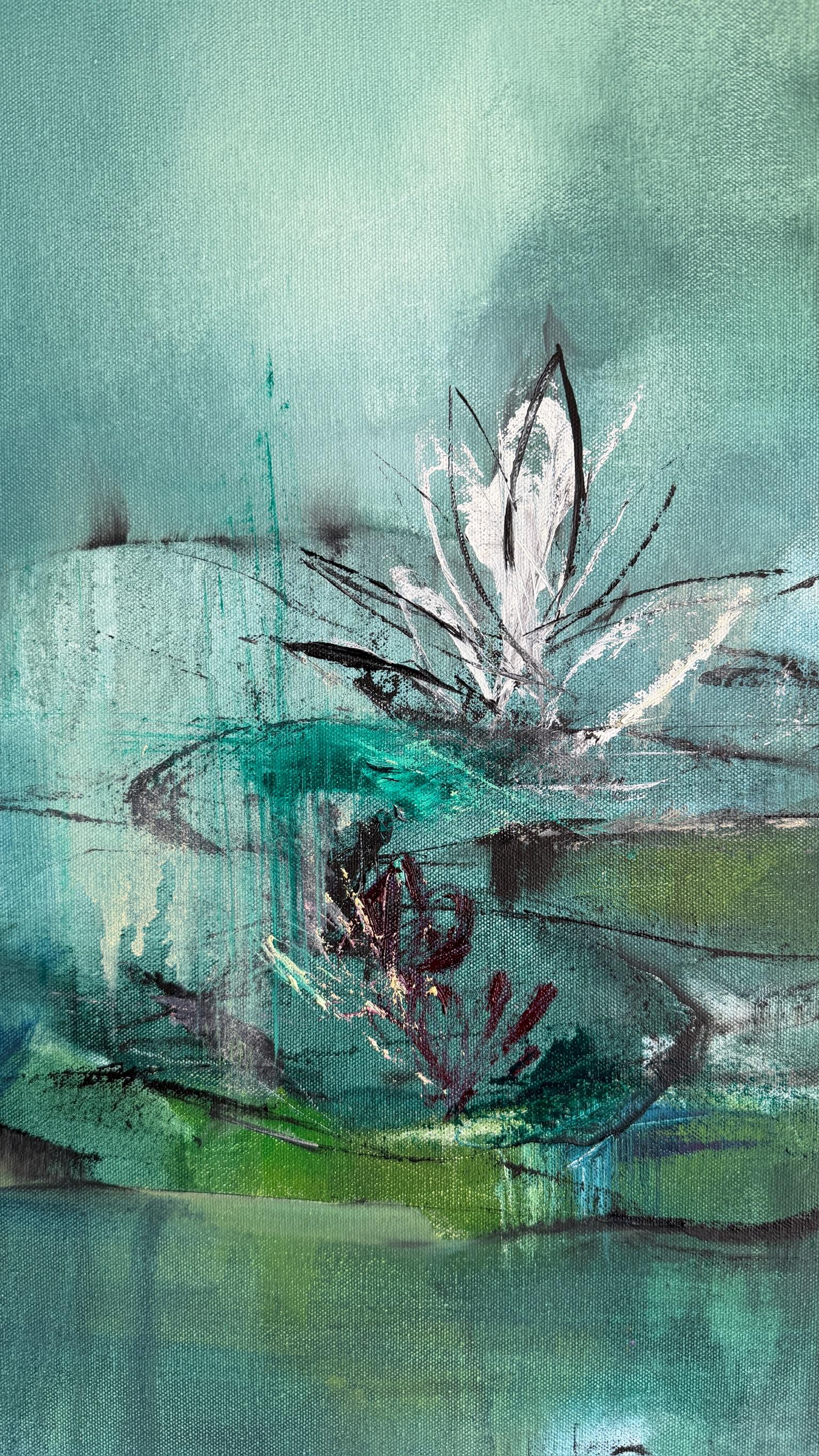 Contemporary oil painting of Water Lilies. - Painting by KOKO HOVAGUIMIAN