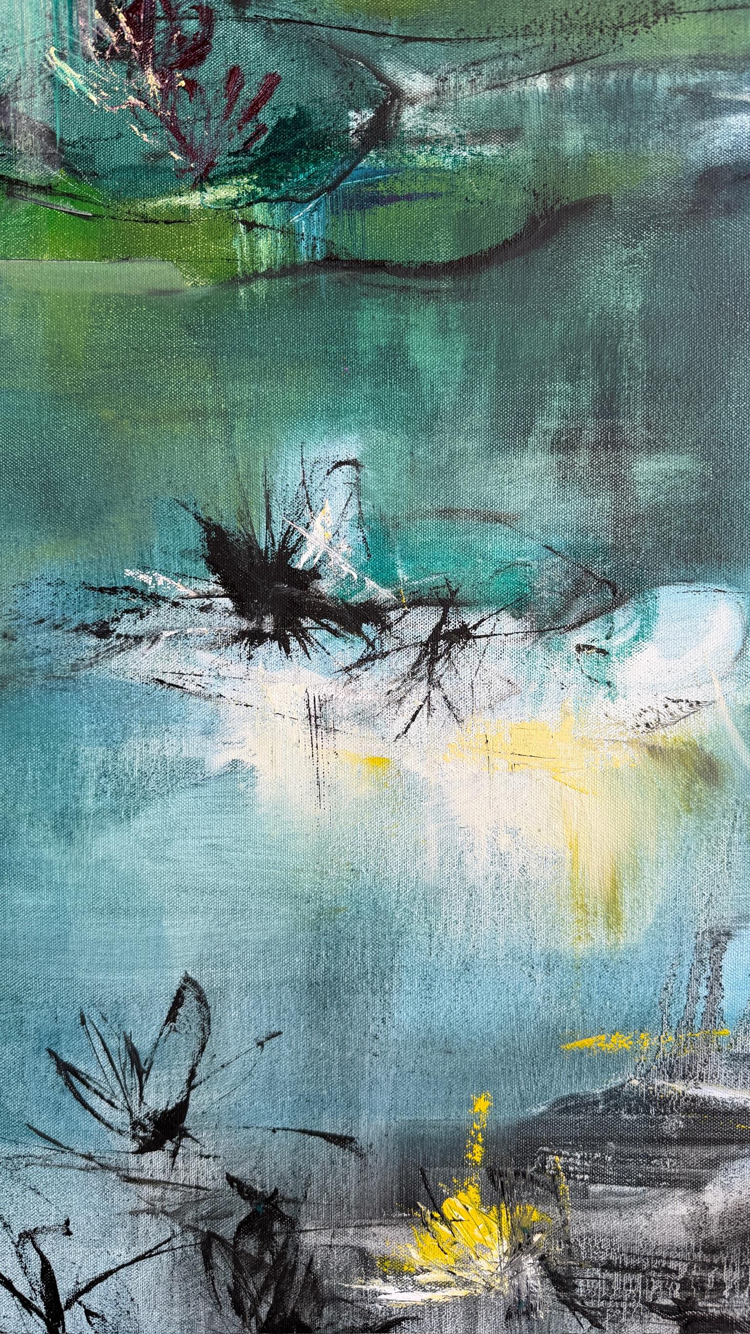 Contemporary oil painting of Water Lilies. - Abstract Expressionist Painting by KOKO HOVAGUIMIAN