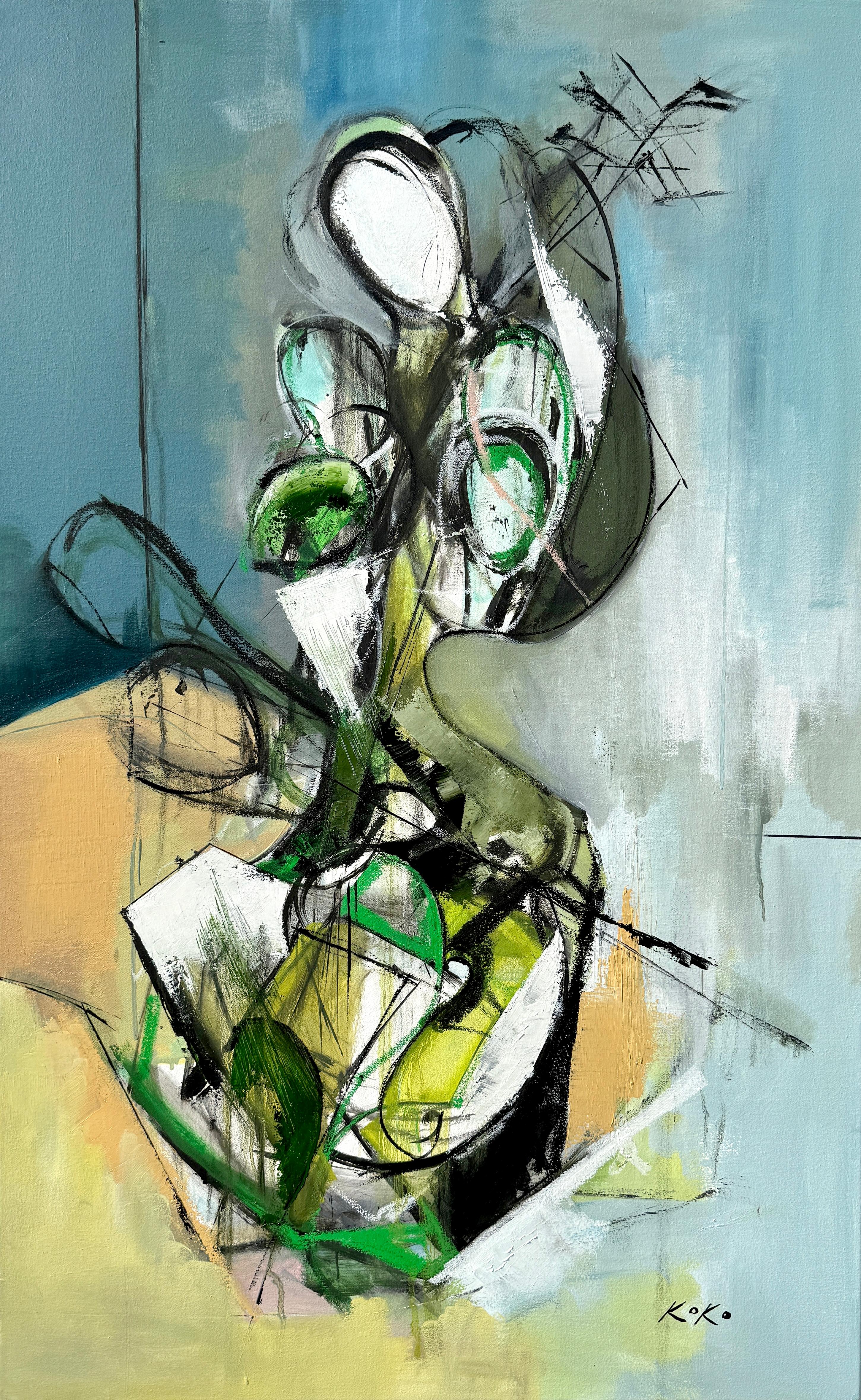 Grande pittura a olio contemporanea , Simmetria riformata - Composizione classica. - Painting di KOKO HOVAGUIMIAN