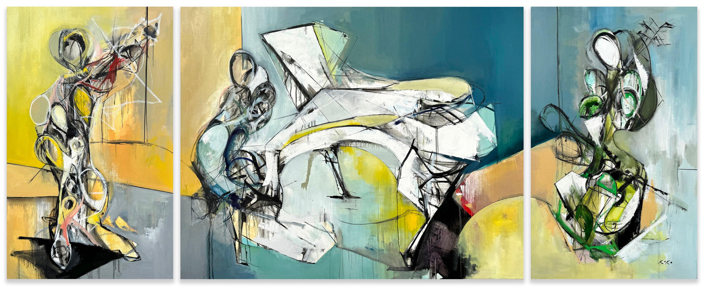 Figurative Painting di KOKO HOVAGUIMIAN - Grande pittura a olio contemporanea , Simmetria riformata - Composizione classica.