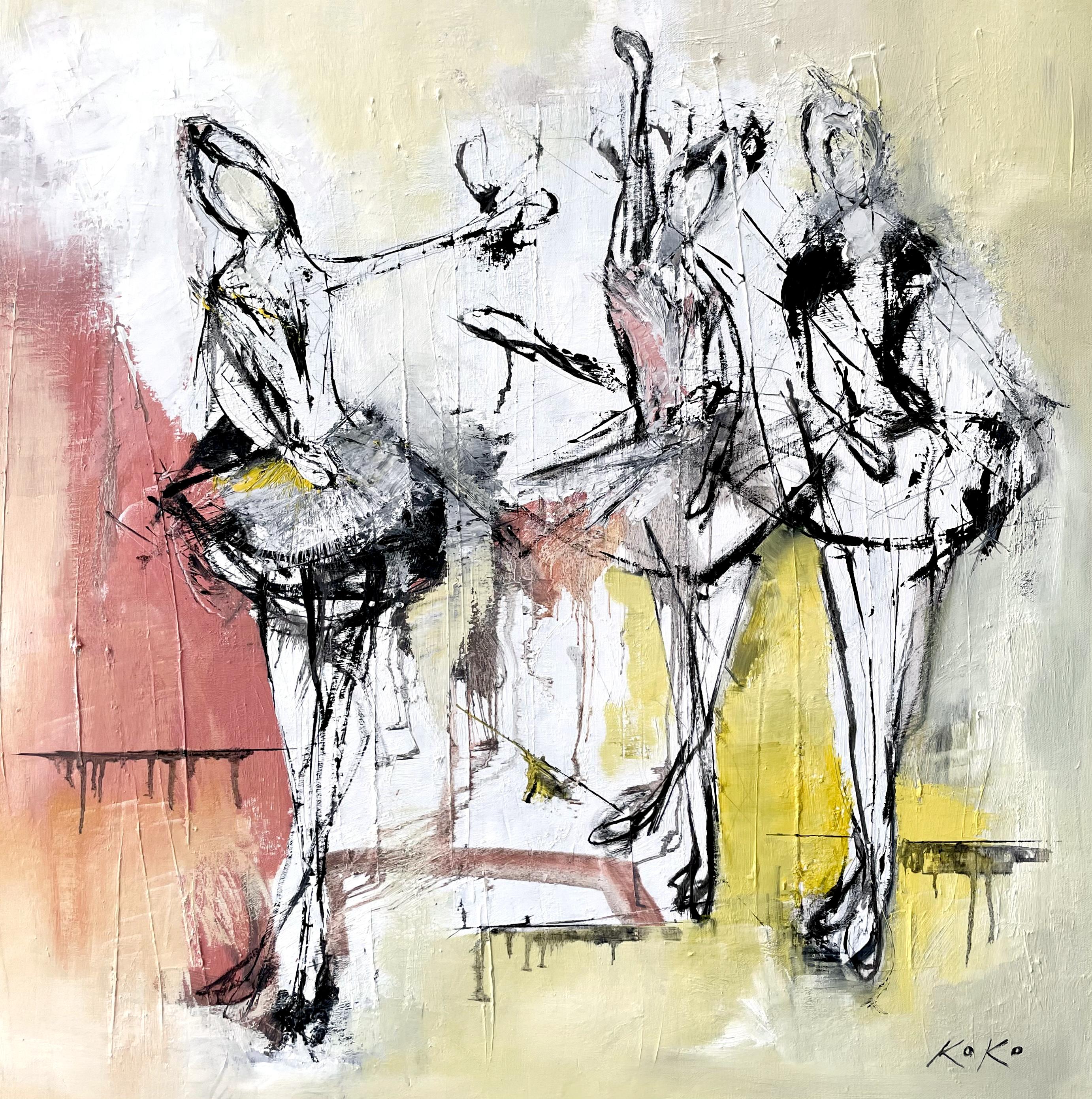 KOKO HOVAGUIMIAN Figurative Painting - In Motion,  ballerinas .