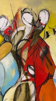 Musician, contemporary painting of musician on canvas.