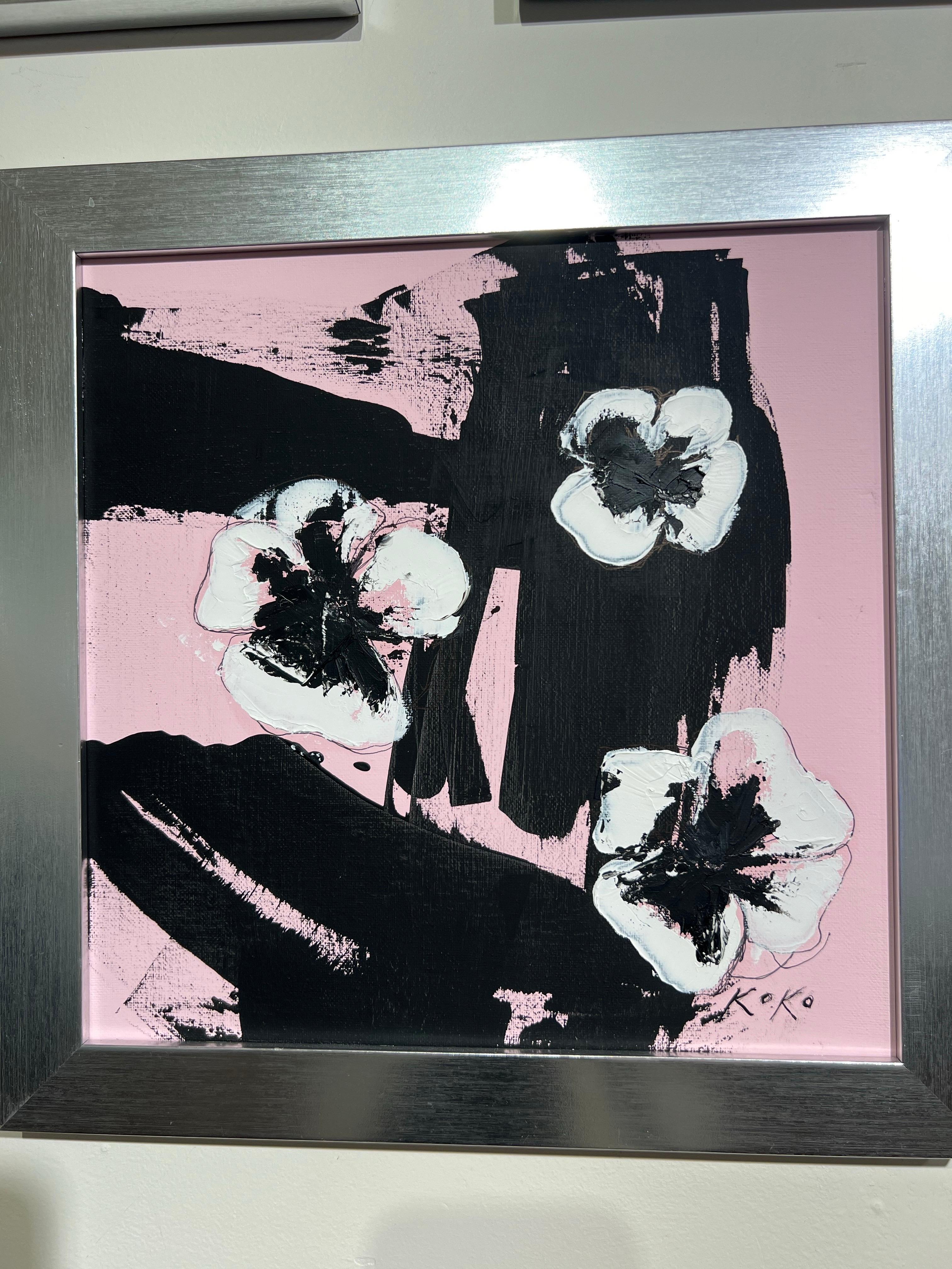 Flores Contemporáneas, Pensamiento Pop en Rosa. Flores de pensamiento. en venta 1